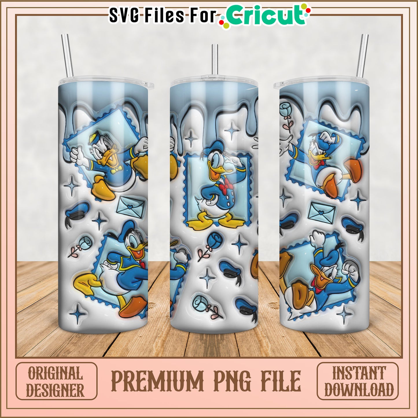 Donald Duck Tumbler PNG Design for Cricut Instant Download