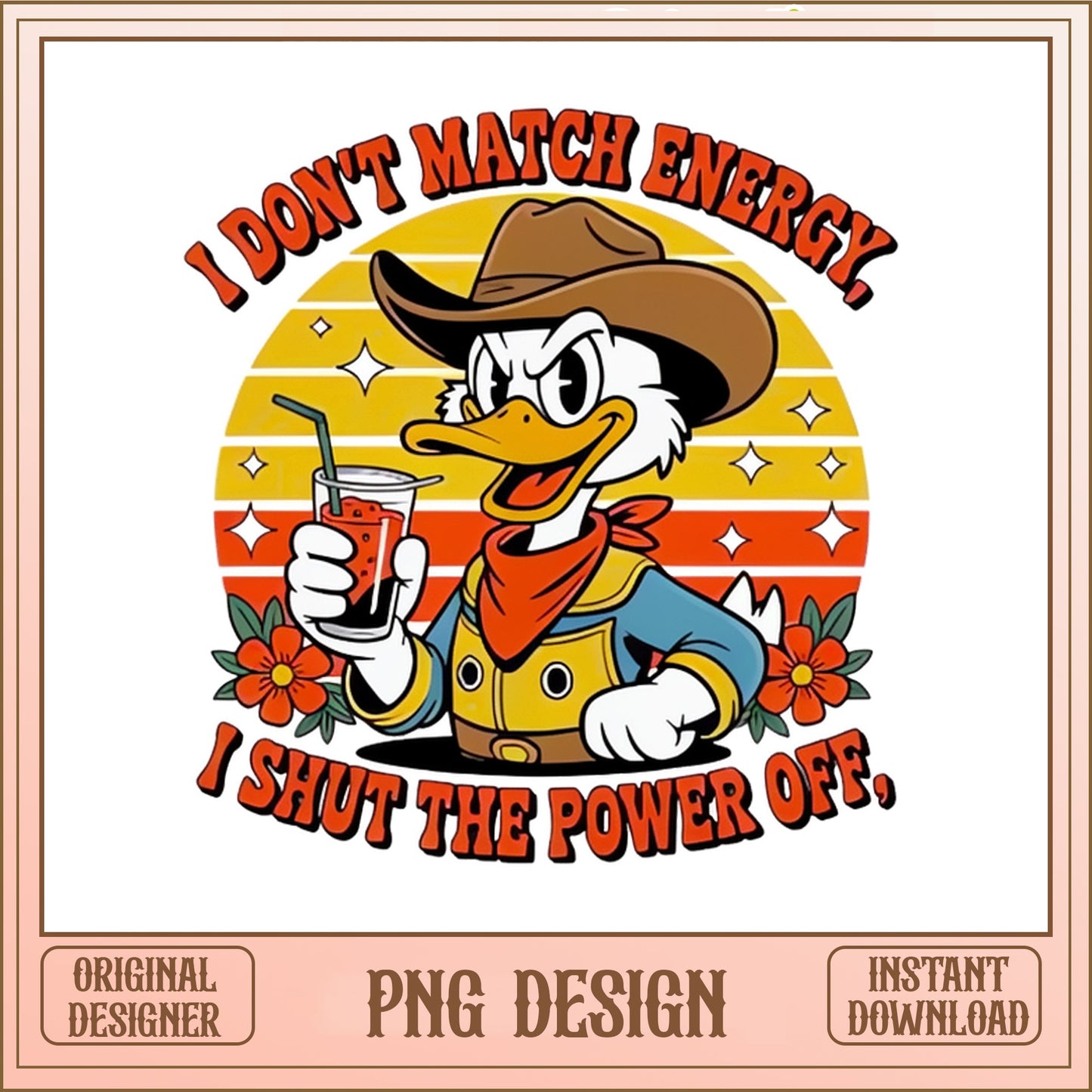 Donald Duck Cowboy PNG, I Shut The Power Off PNG, Disney PNG