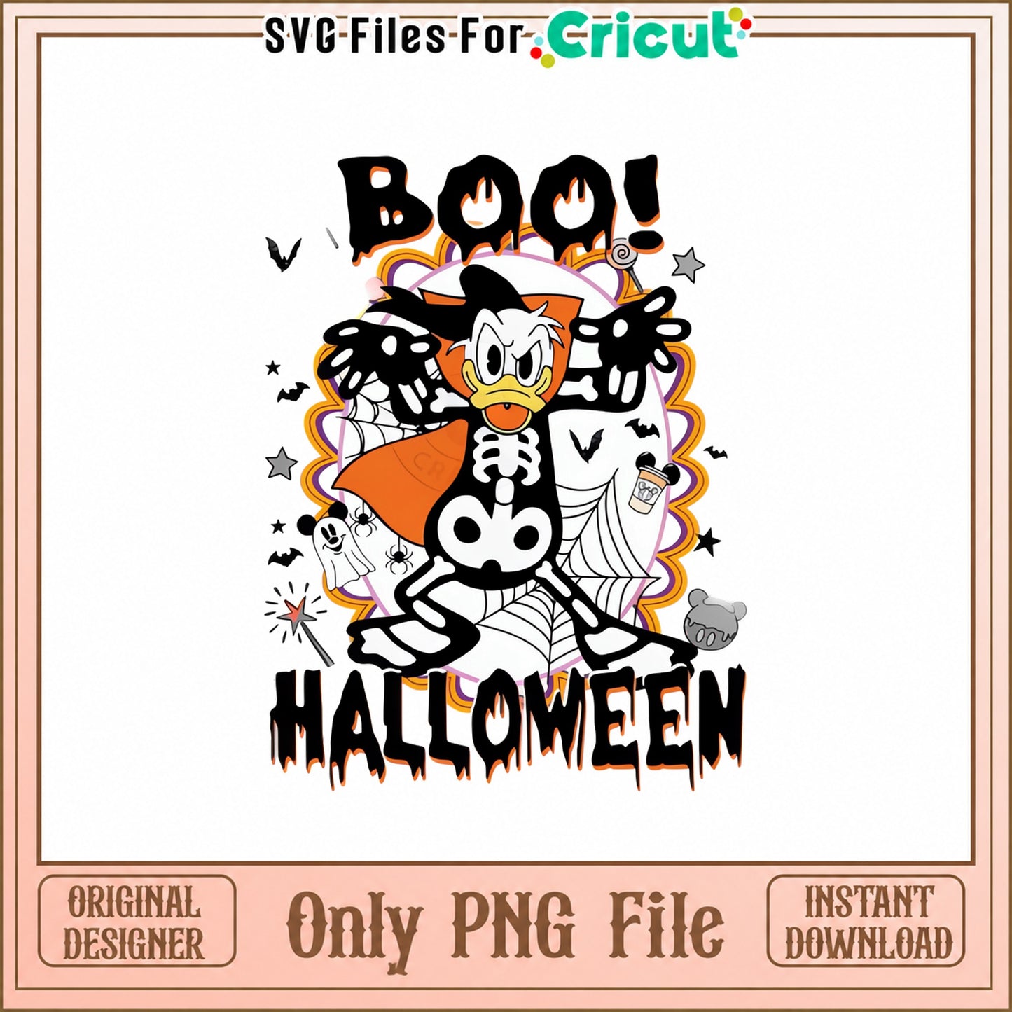 Donald Duck Halloween PNG, Boo Halloween PNG, Disney PNG