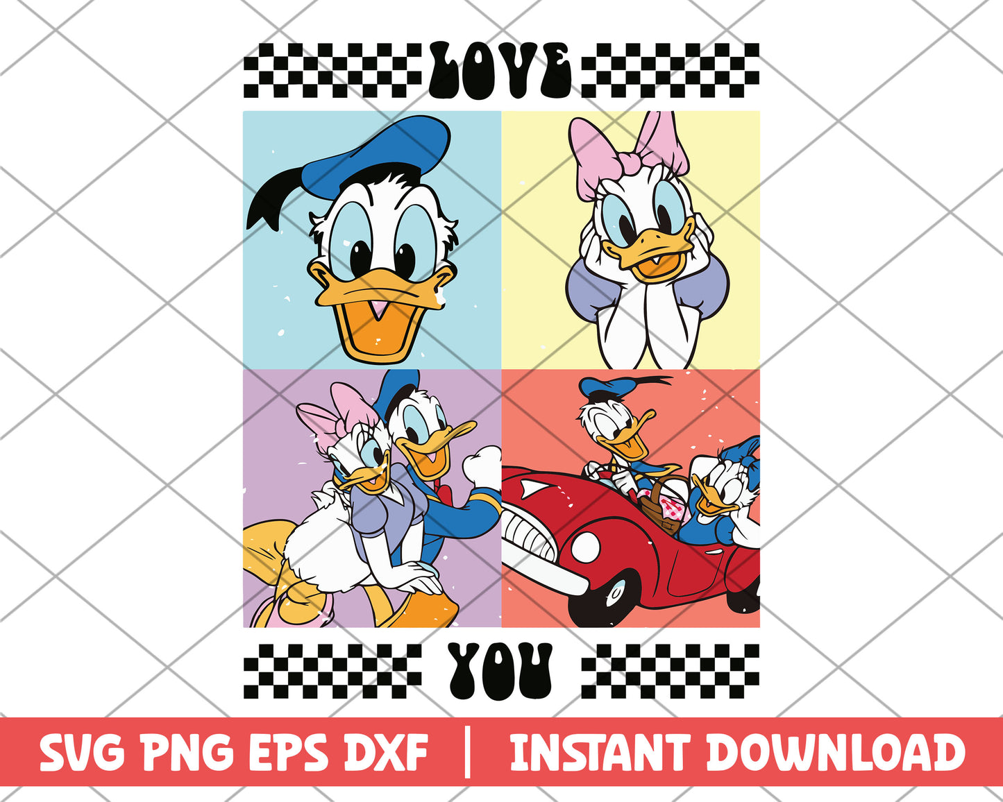 Donald and Daisy valentine svg