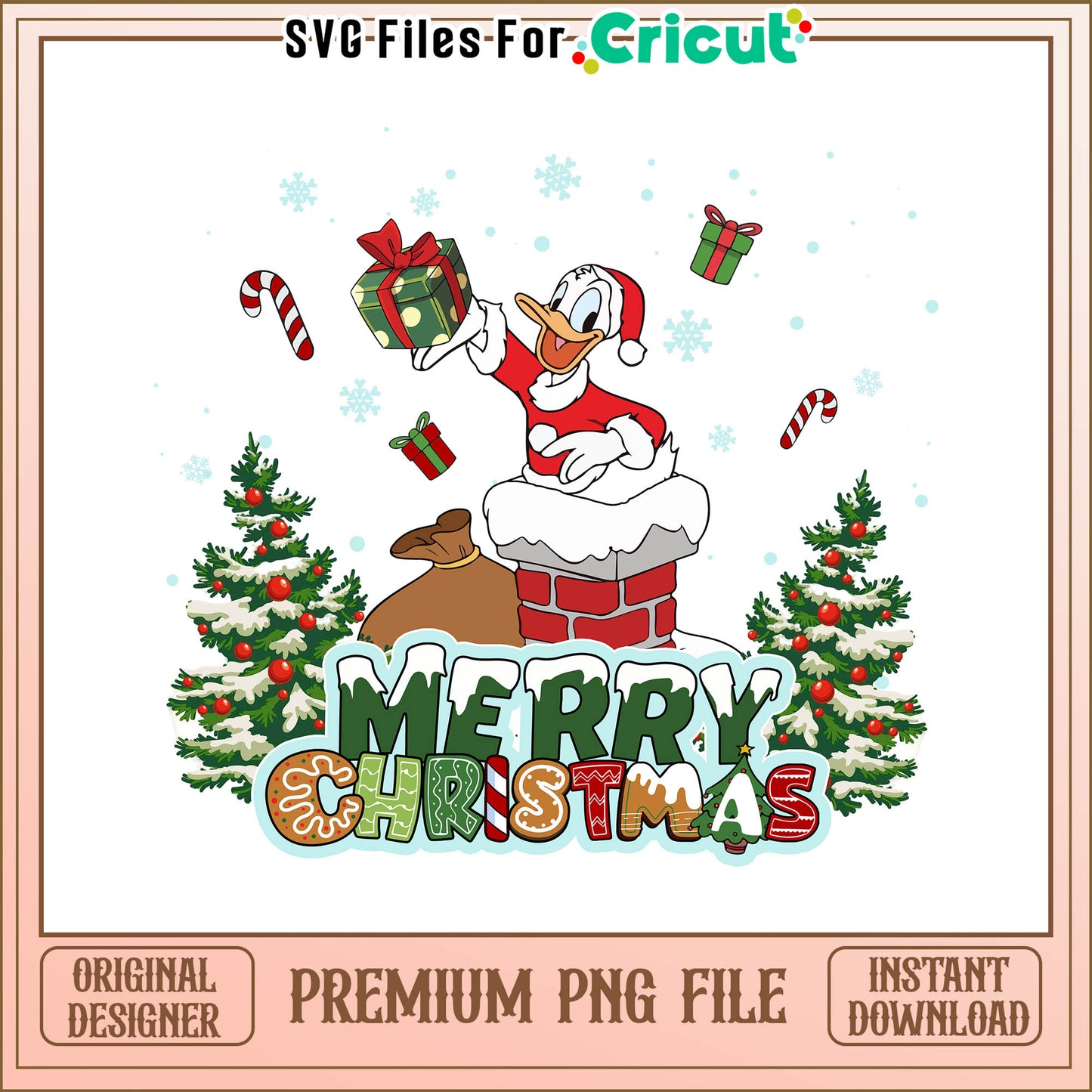 Donald duck chimney merry christmas png, donald duck characters png