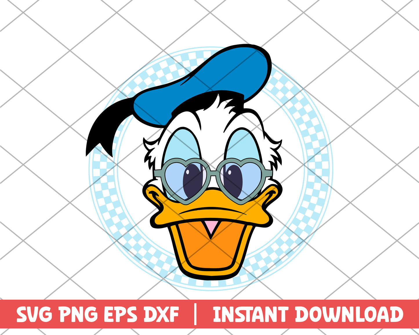 Donald duck heart glasses disney svg