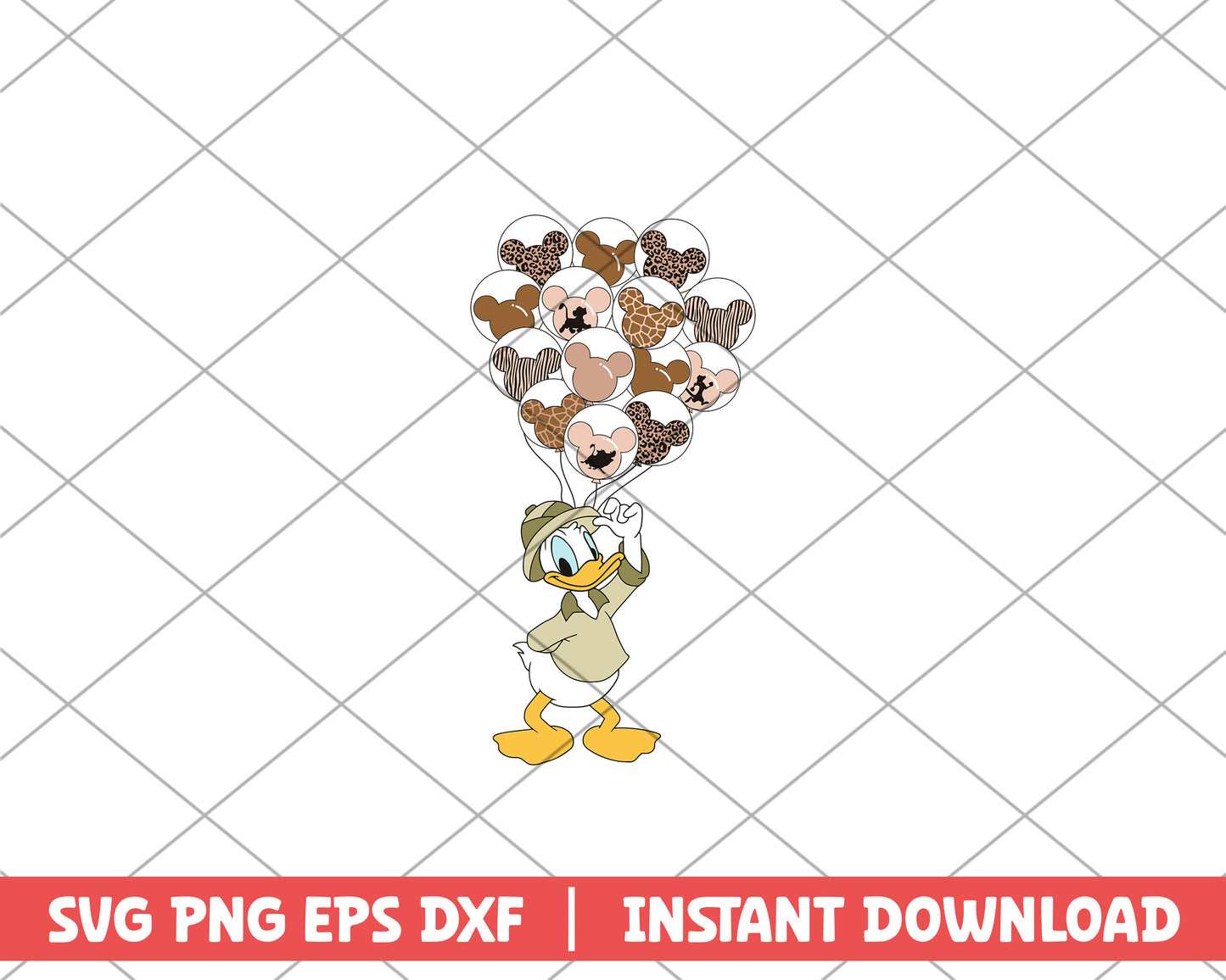Donlad duck and balloon disney svg
