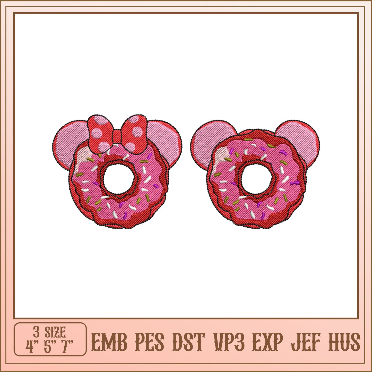 Donut Embroidery Design Minnie Mouse Ears