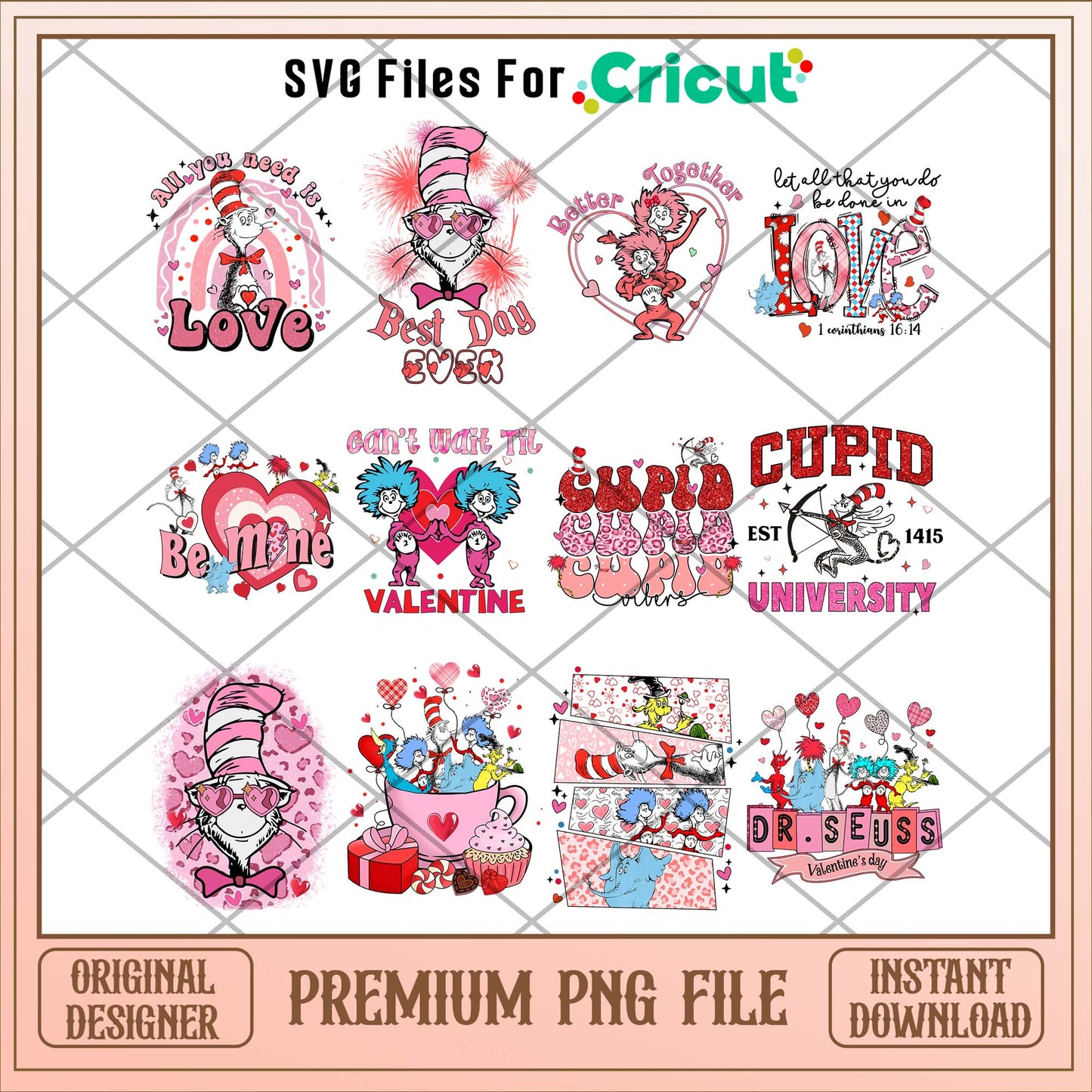Dr.Seuss love vibes png bundle