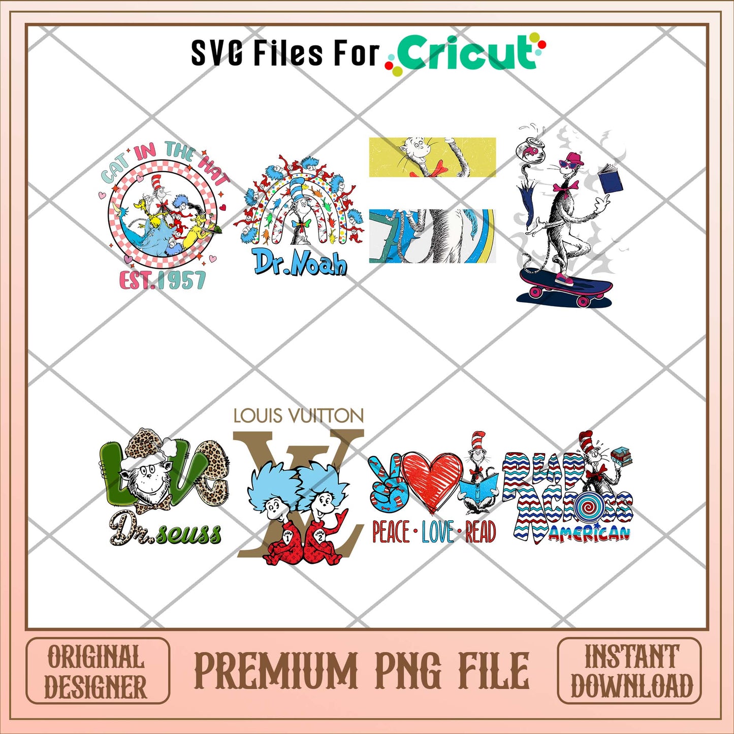 Dr.Seuss comic est 1957 png bundle