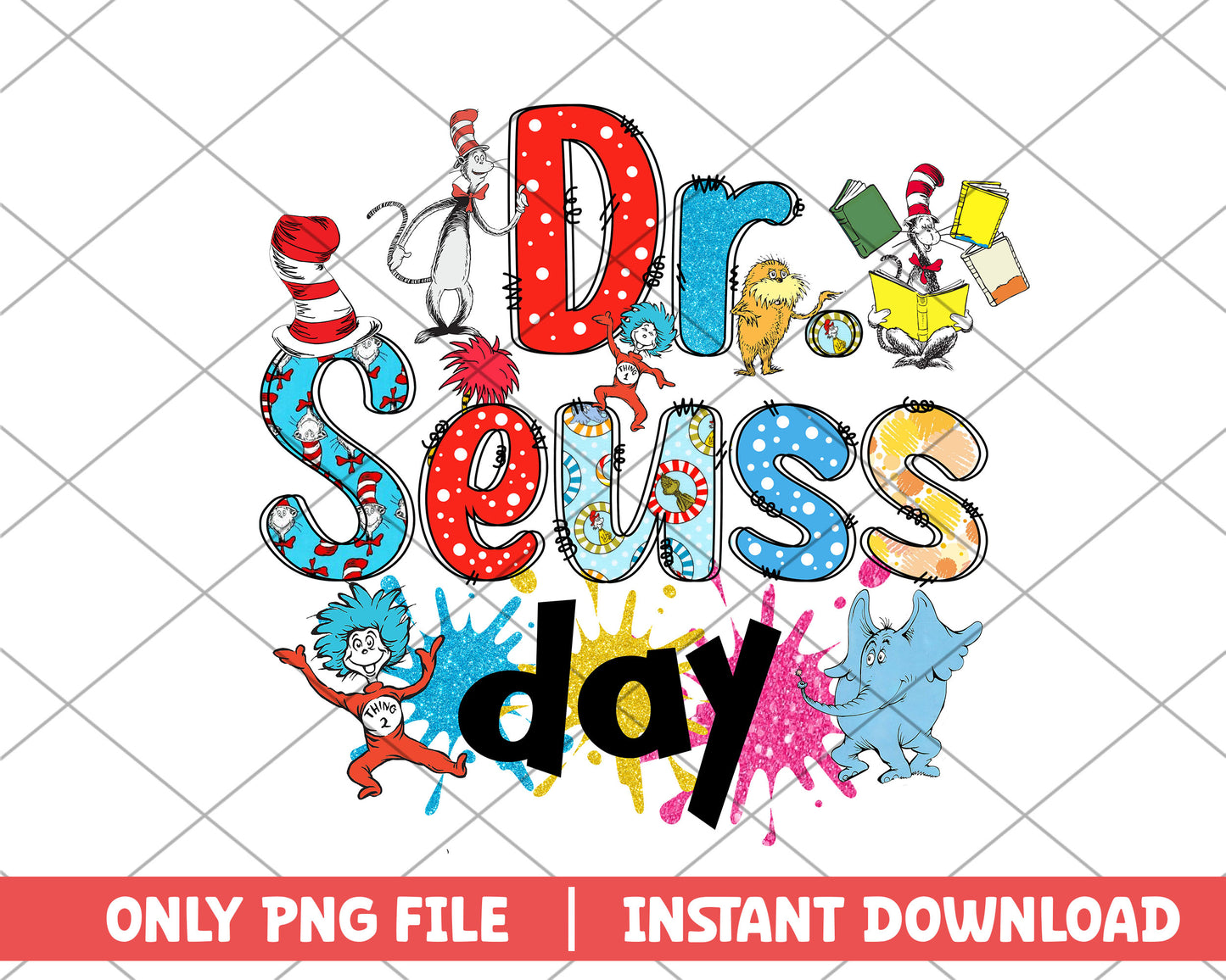 Dr.seuss day the cat in the hat with friends png
