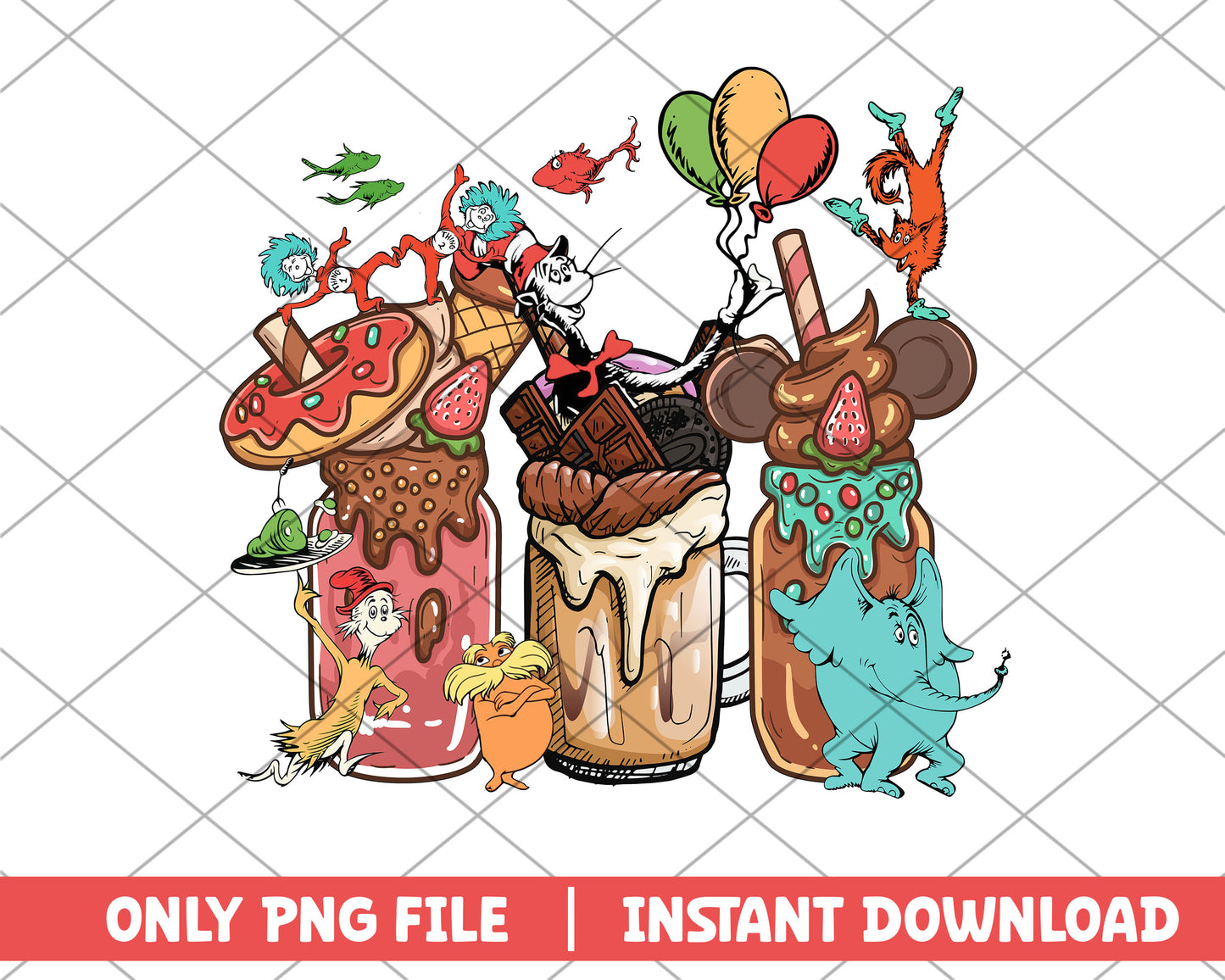 Dr.seuss design cup png