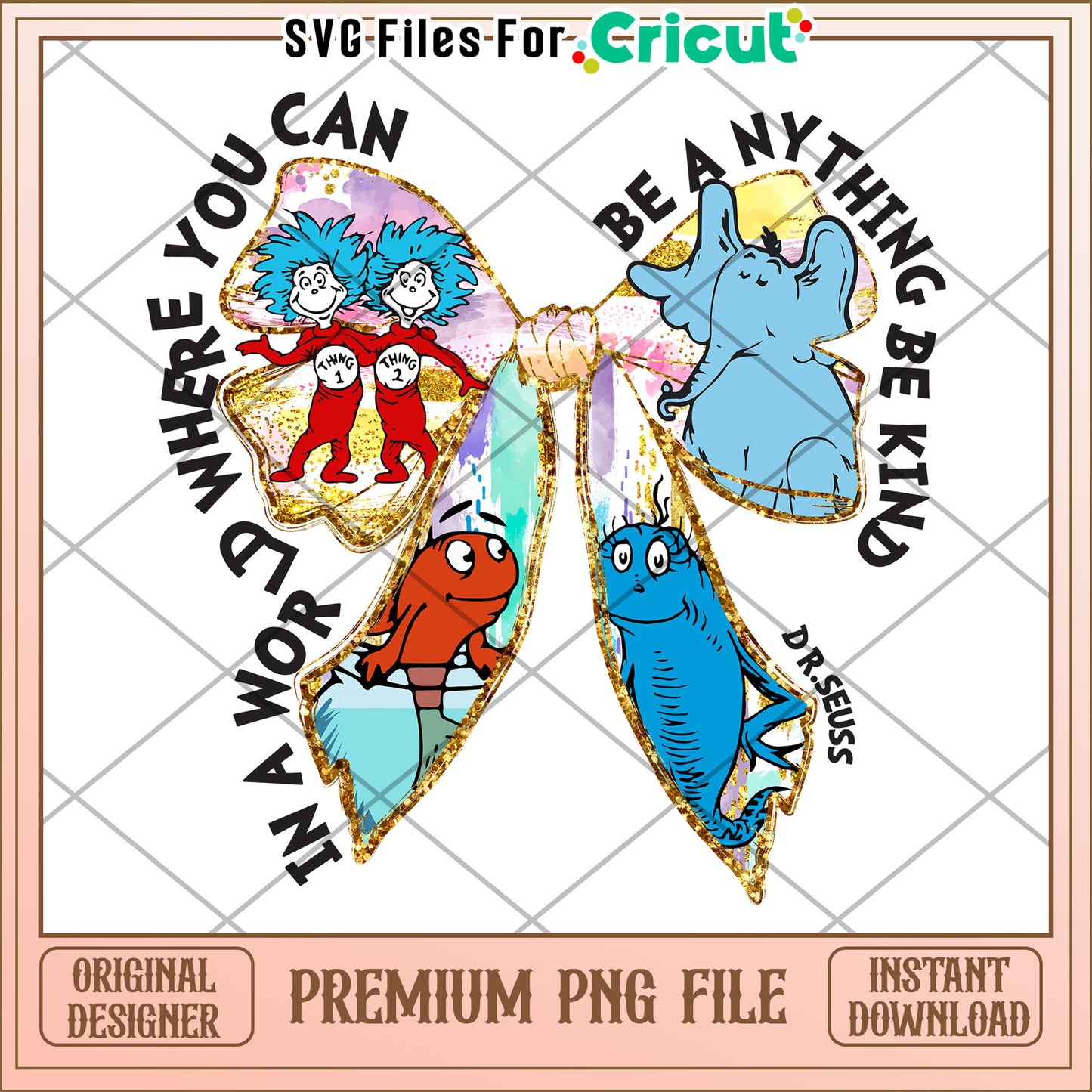 Dr Seuss Bow PNG Sublimation