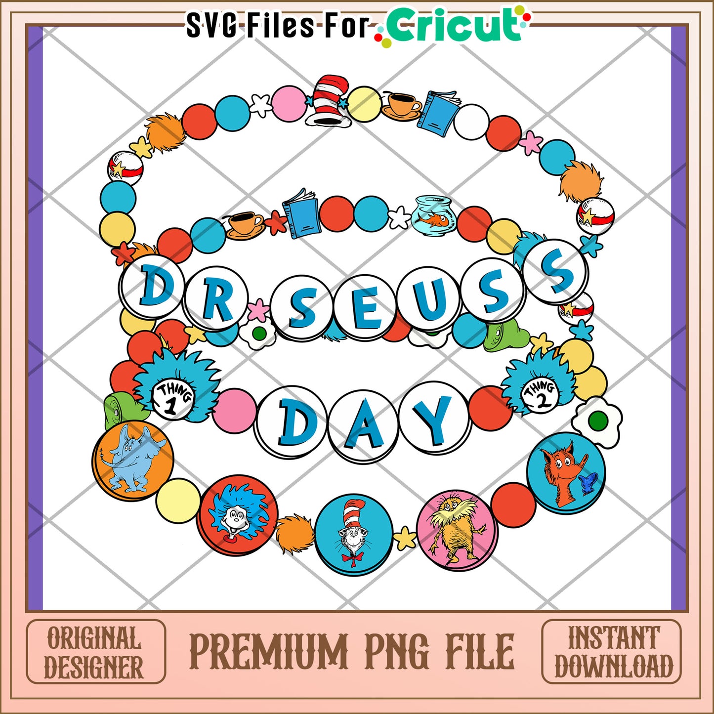 Dr Seuss Day PNG Bead Garland Printable