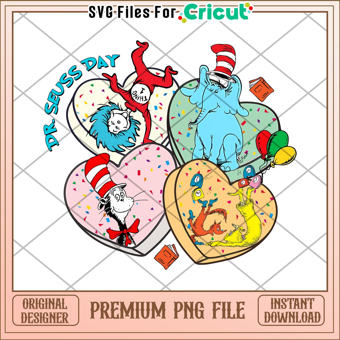 Dr Seuss Day PNG Heart Design Instant Download