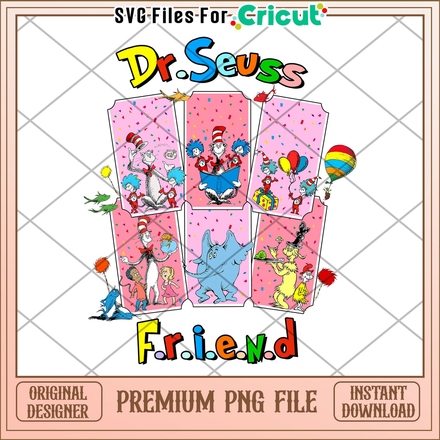 Dr Seuss Friends Colorful PNG Download for Kids Crafts