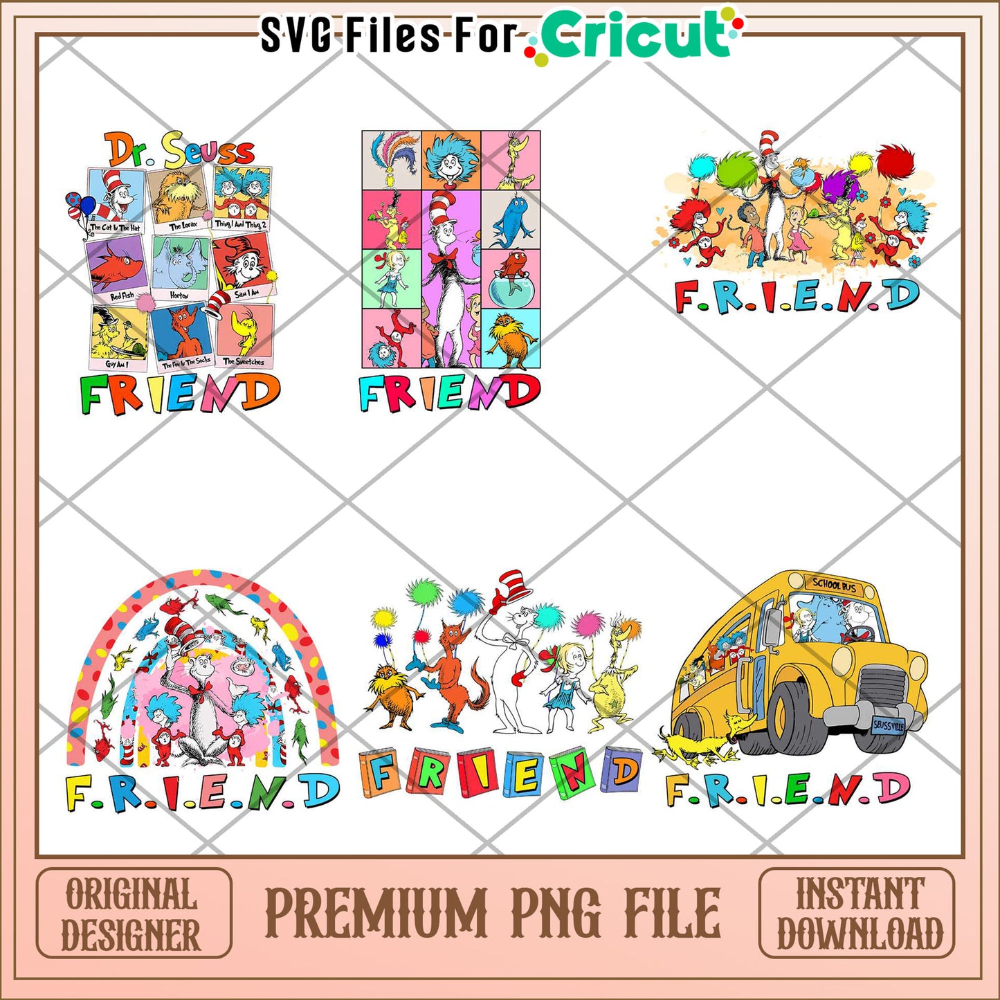 Dr Seuss Friendship Bundle Colorful PNG Digital Art