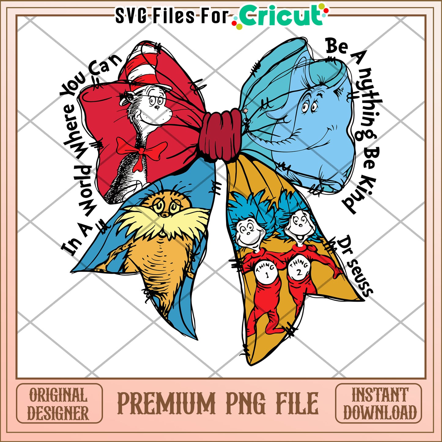 Dr Seuss Inspirational Bow PNG Design for Crafting Projects