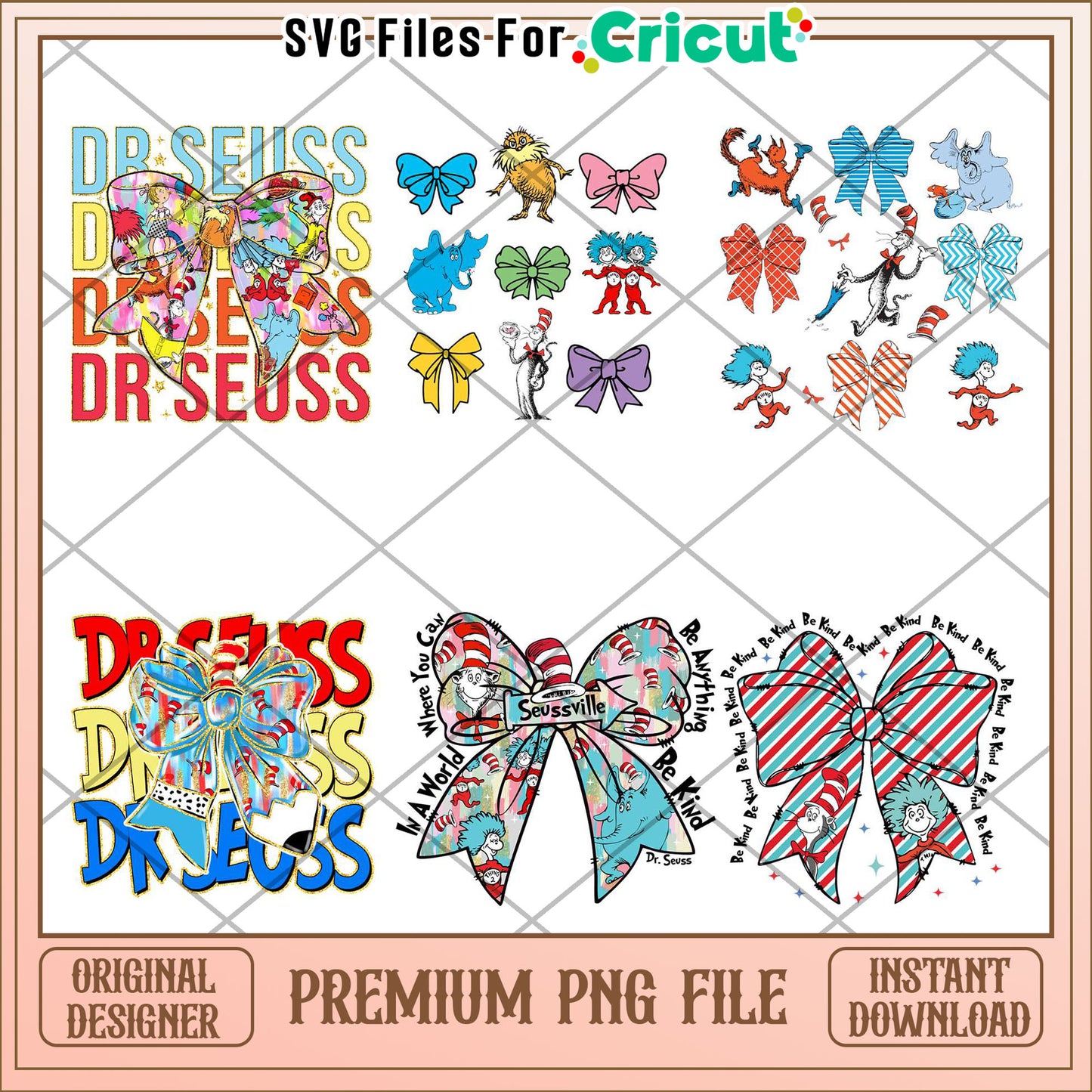 Dr Seuss Inspired Bow PNG Bundle for Creative Projects