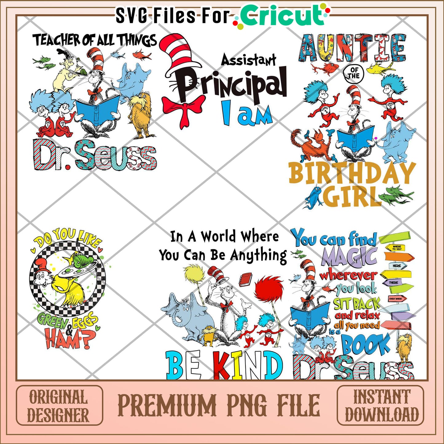 Dr Seuss Inspired Bundle PNG Instant Download for Crafts