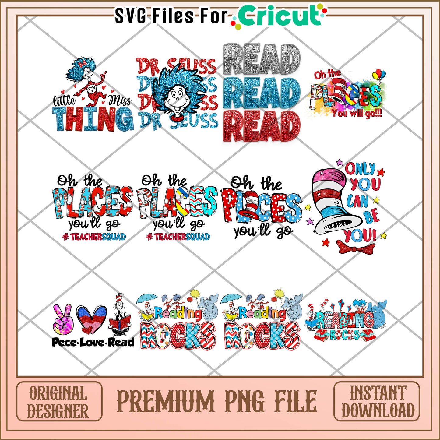 Dr Seuss Inspired Bundle PNG for Reading and Teaching