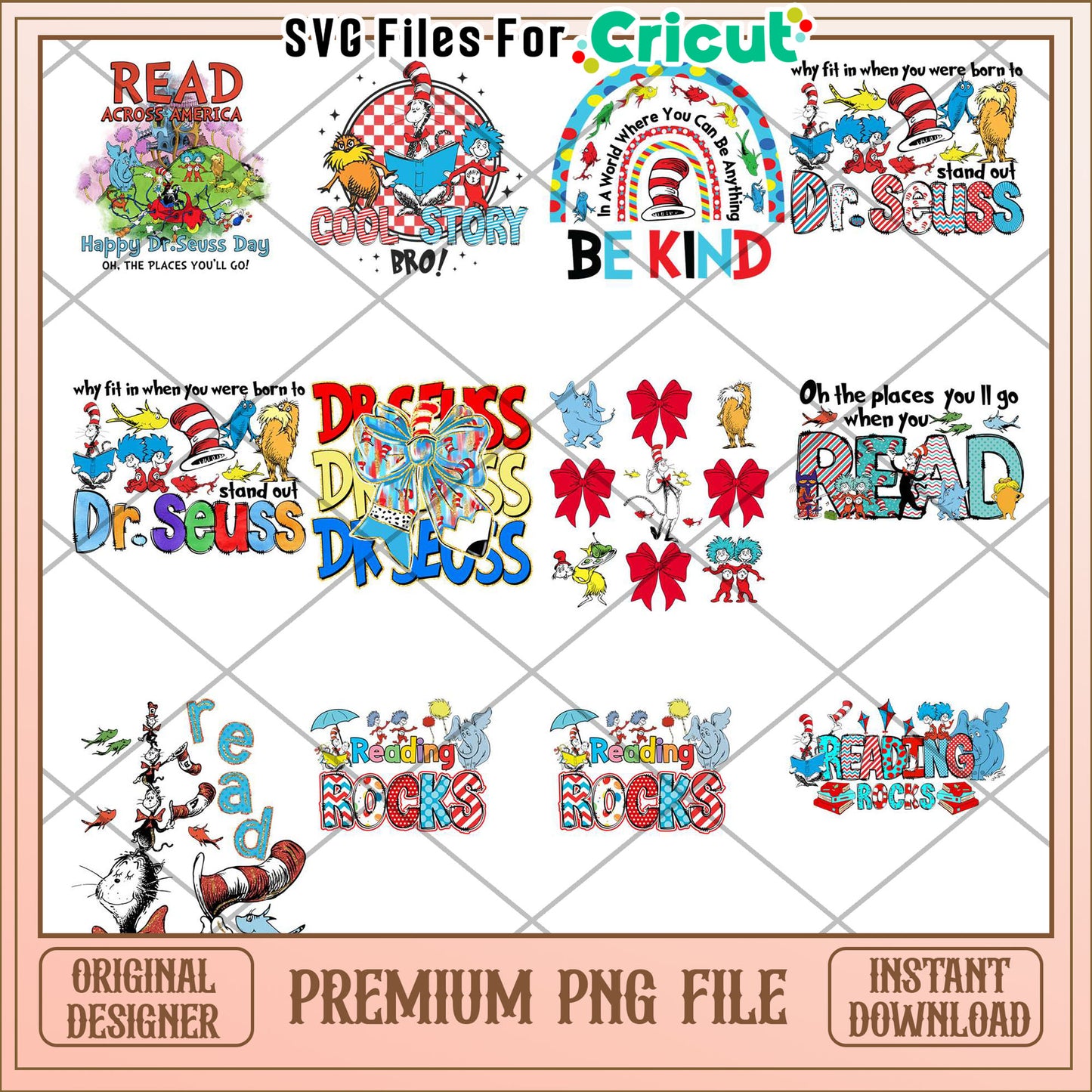 Dr Seuss Inspired Reading Bundle Premium PNG Download
