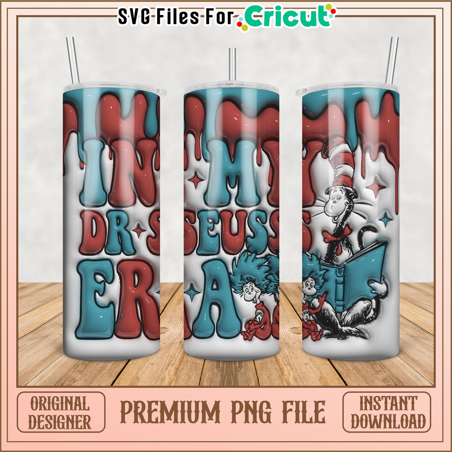Dr Seuss Inspired Tumbler PNG File for Cricut Crafting Fun