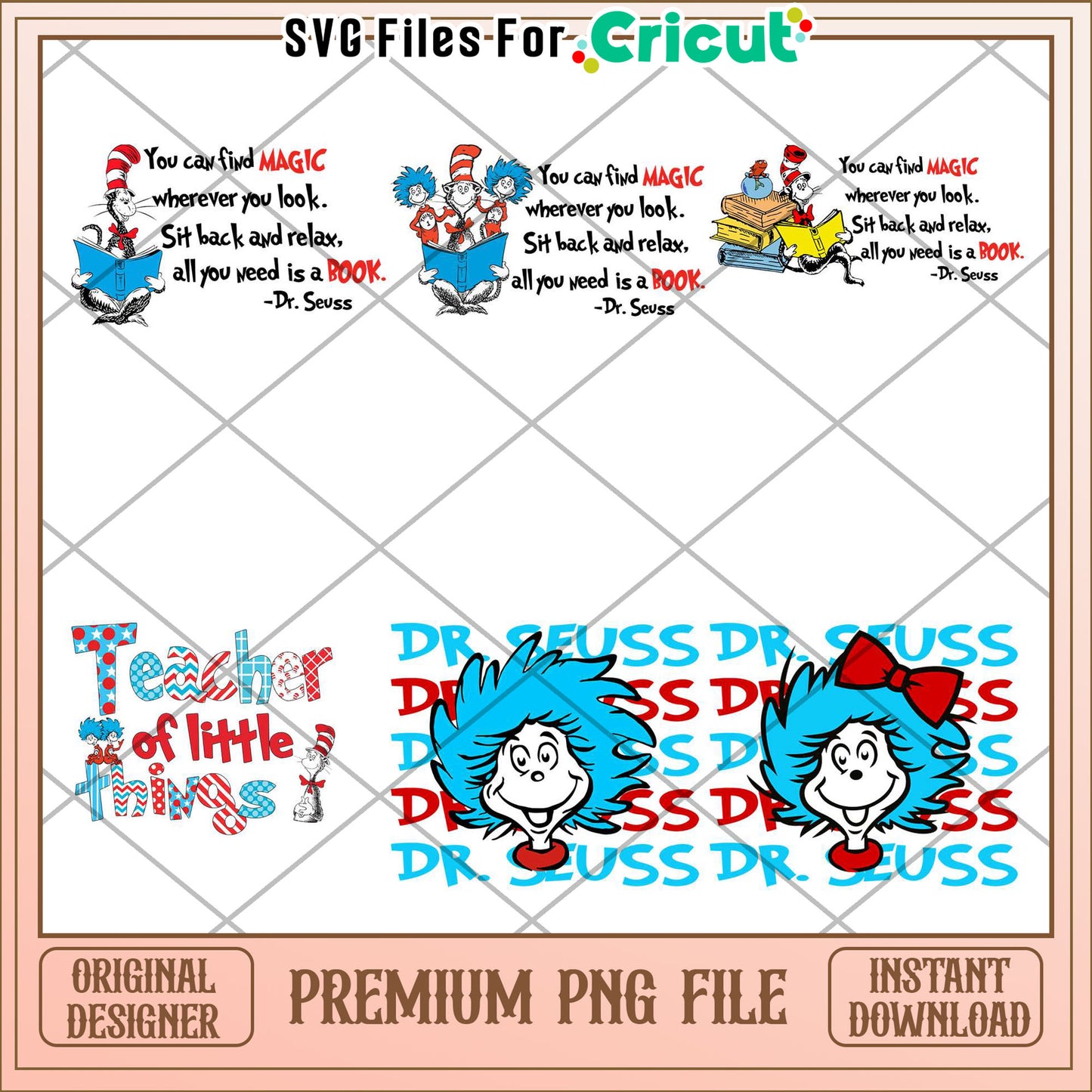 Dr Seuss Quote Bundle PNG for Teachers and Book Lovers