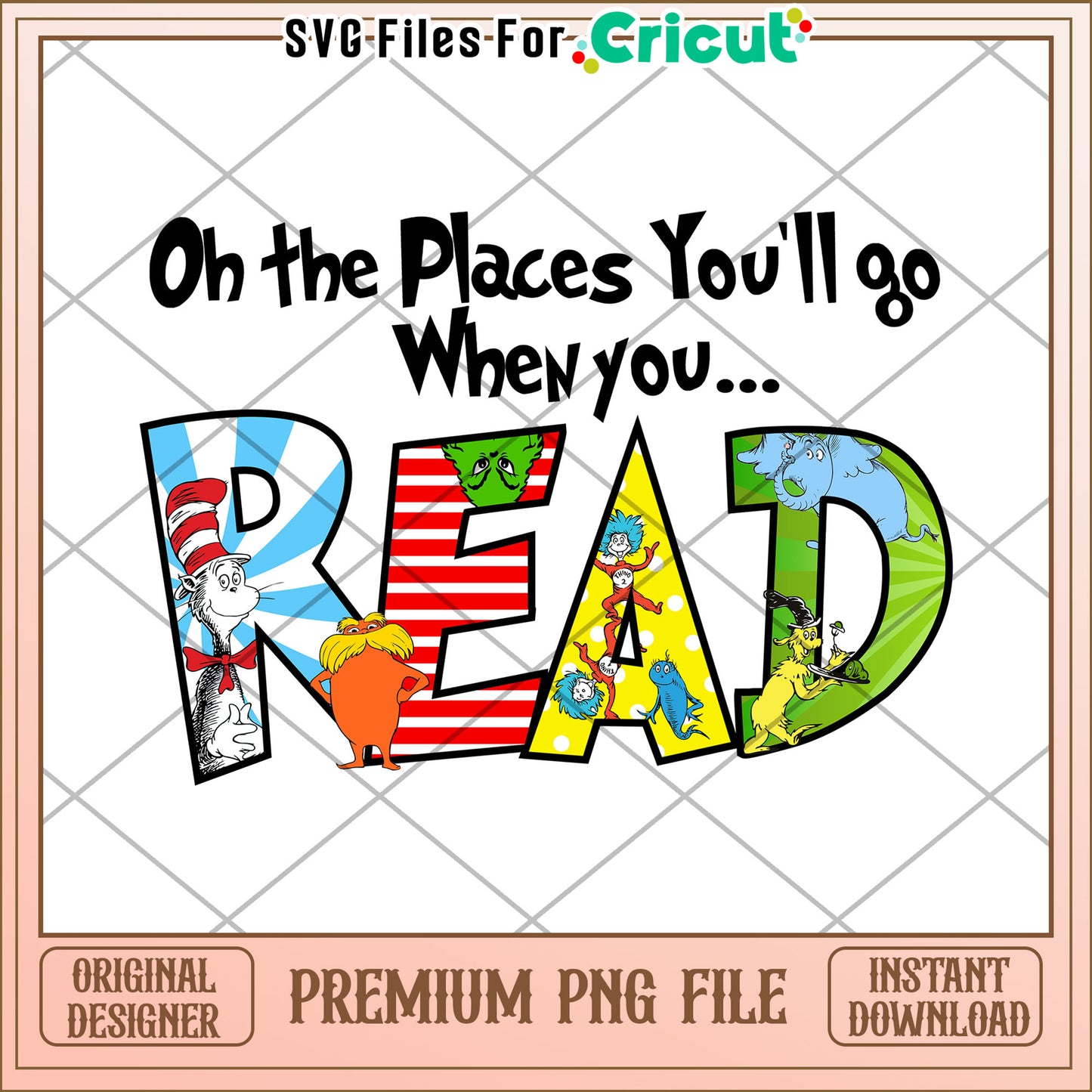 Dr Seuss Read PNG Sublimation Design
