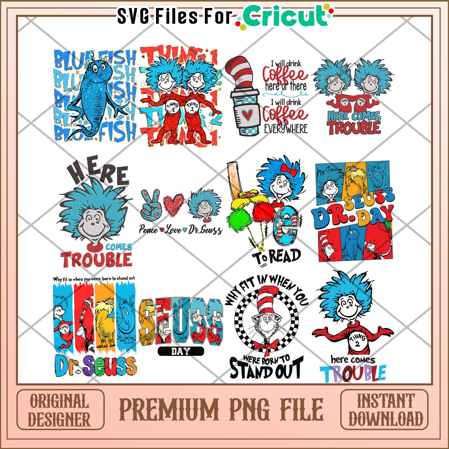 Dr Seuss Themed PNG Bundle Fun Designs for Kids Crafts