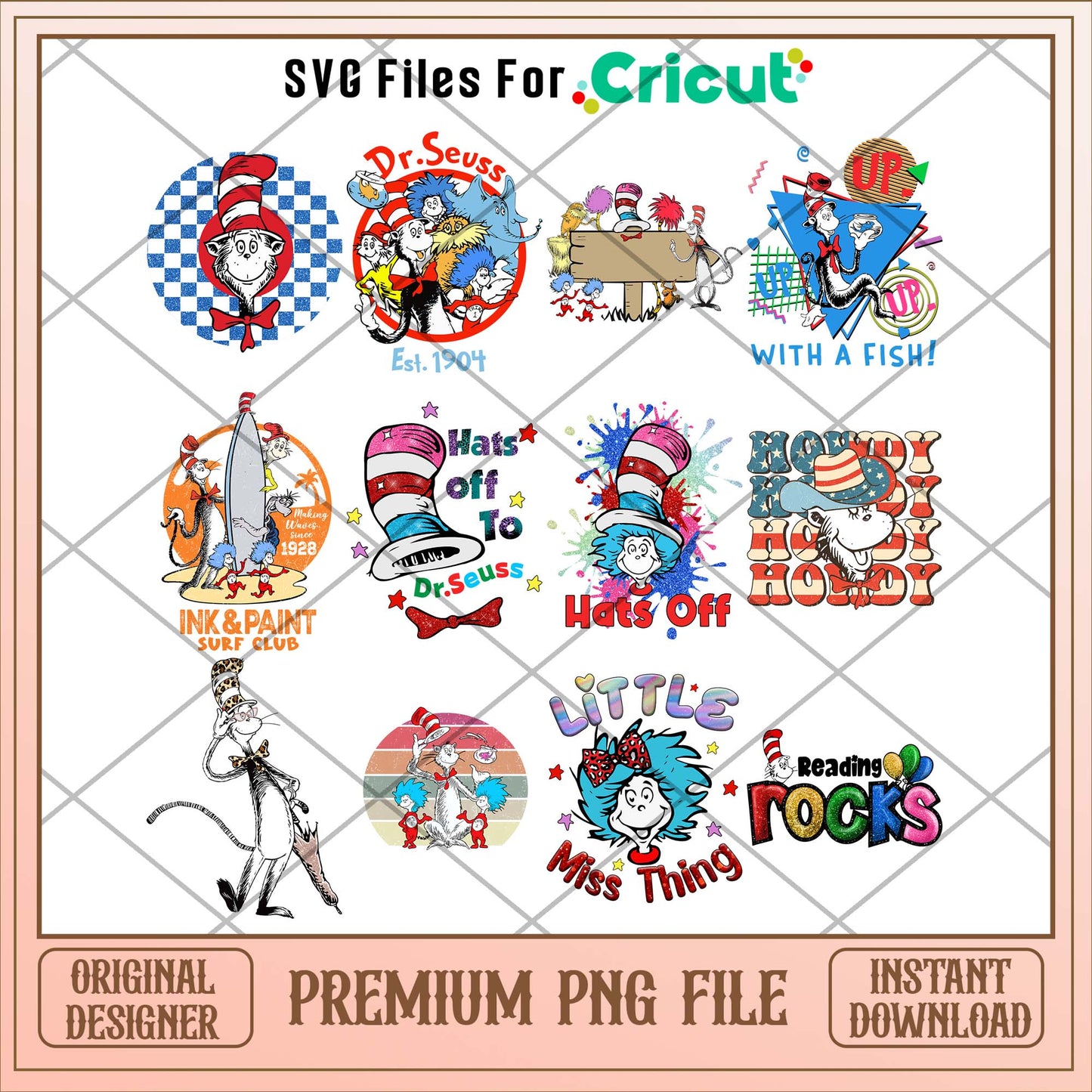 Dr Seuss cartoon characters png bundle