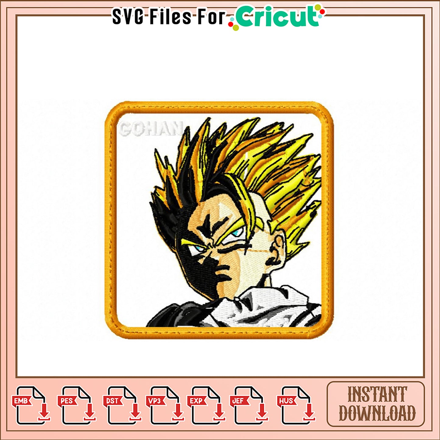 Dragon Ball Gohan Embroidery Design Instant Download File