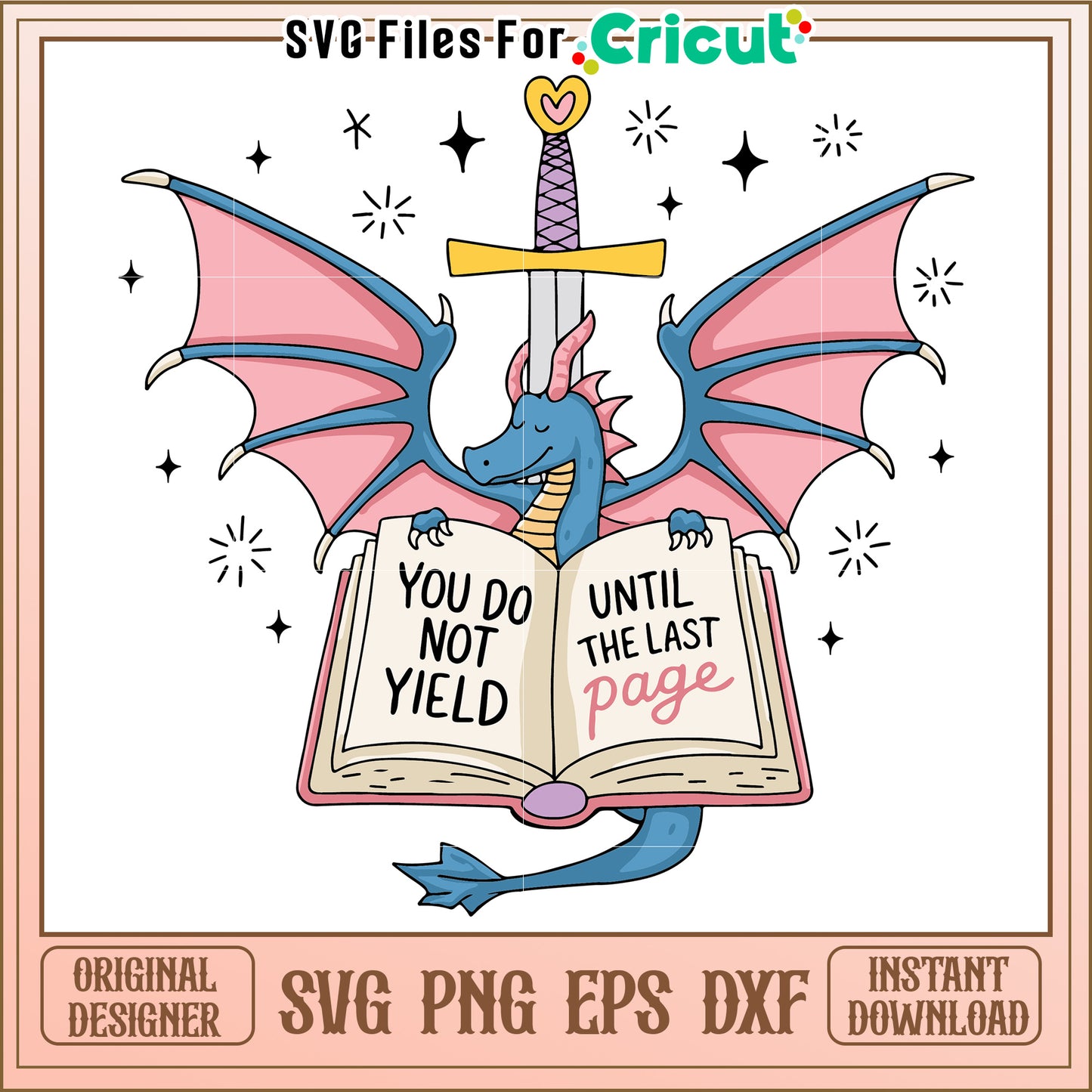 Dragon Reading SVG Book Cricut Cut File