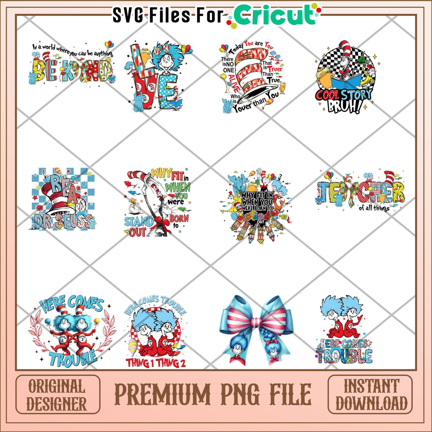 Dr seuss Educational Quote Designs Bundle PNG