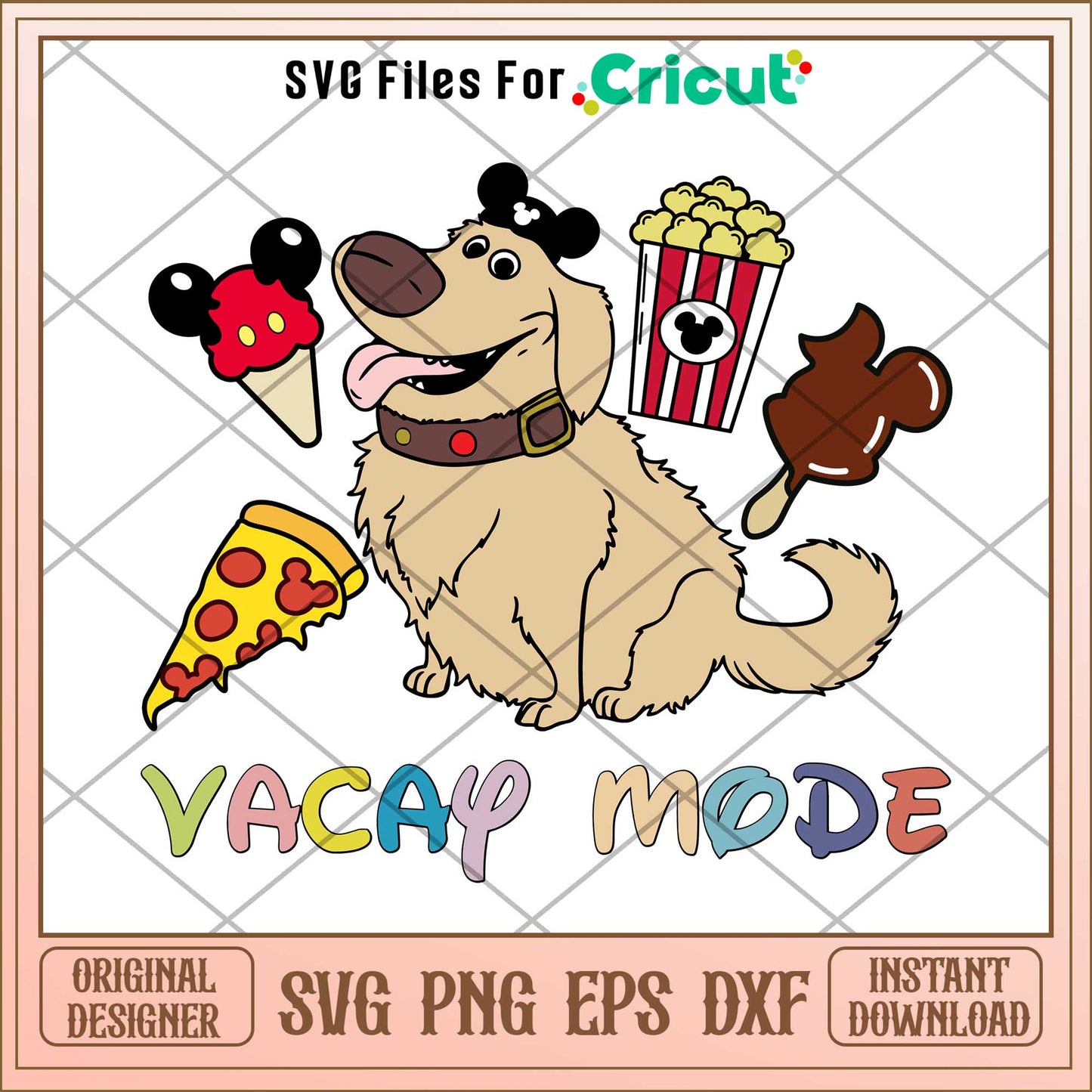 Dug dog with balloon Snack Vacay Mode svg, up characters svg, digital dowload