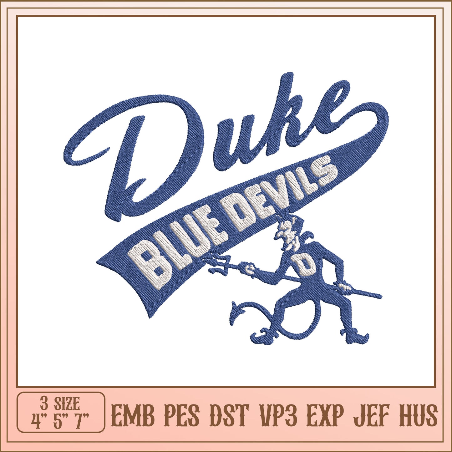 Duke Blue Devils Embroidery Design File for Custom Projects