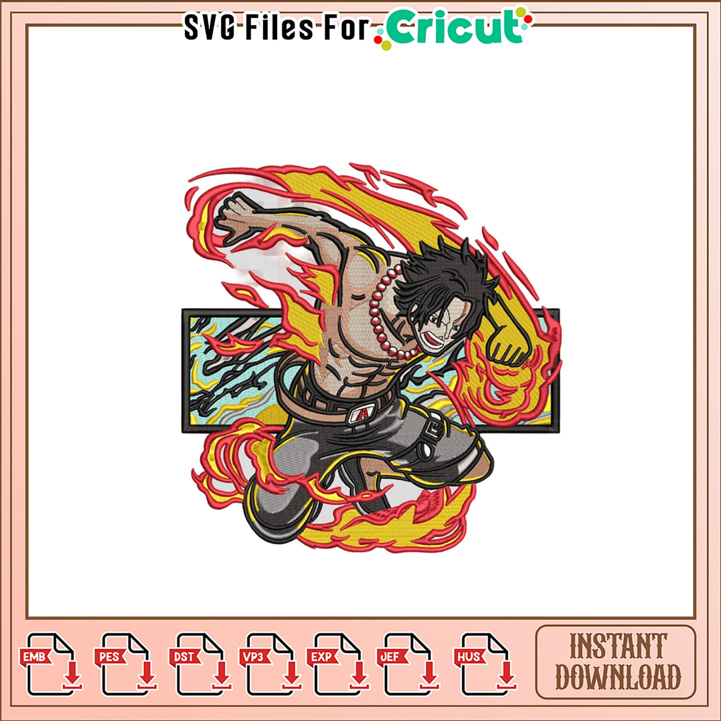 Dynamic Flame Embroidery Design for Creative Projects