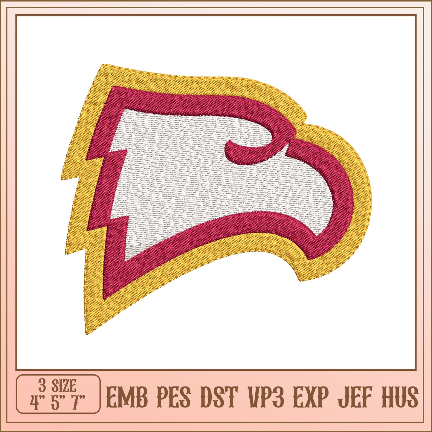 Eagle Head Embroidery Design in Three Sizes for Brodey Projects