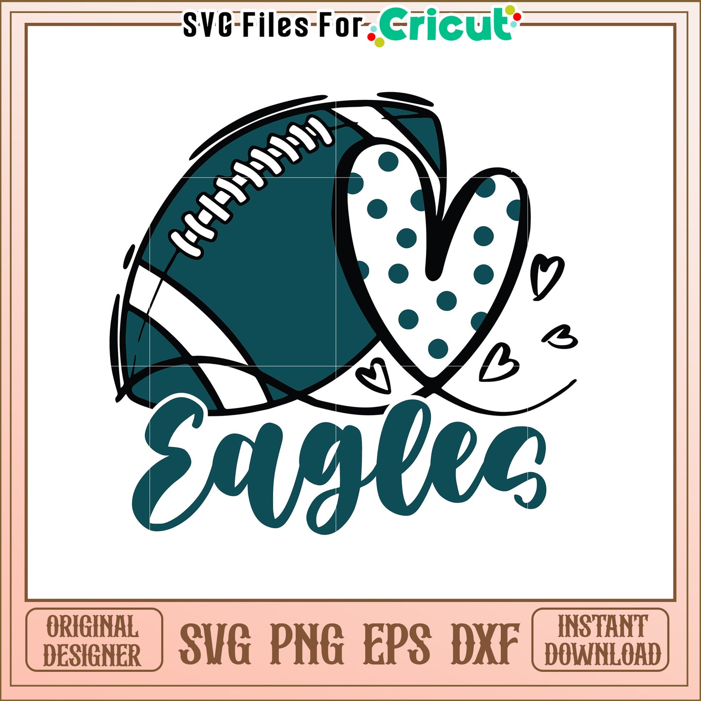 Eagles Football Heart SVG Design for Fans