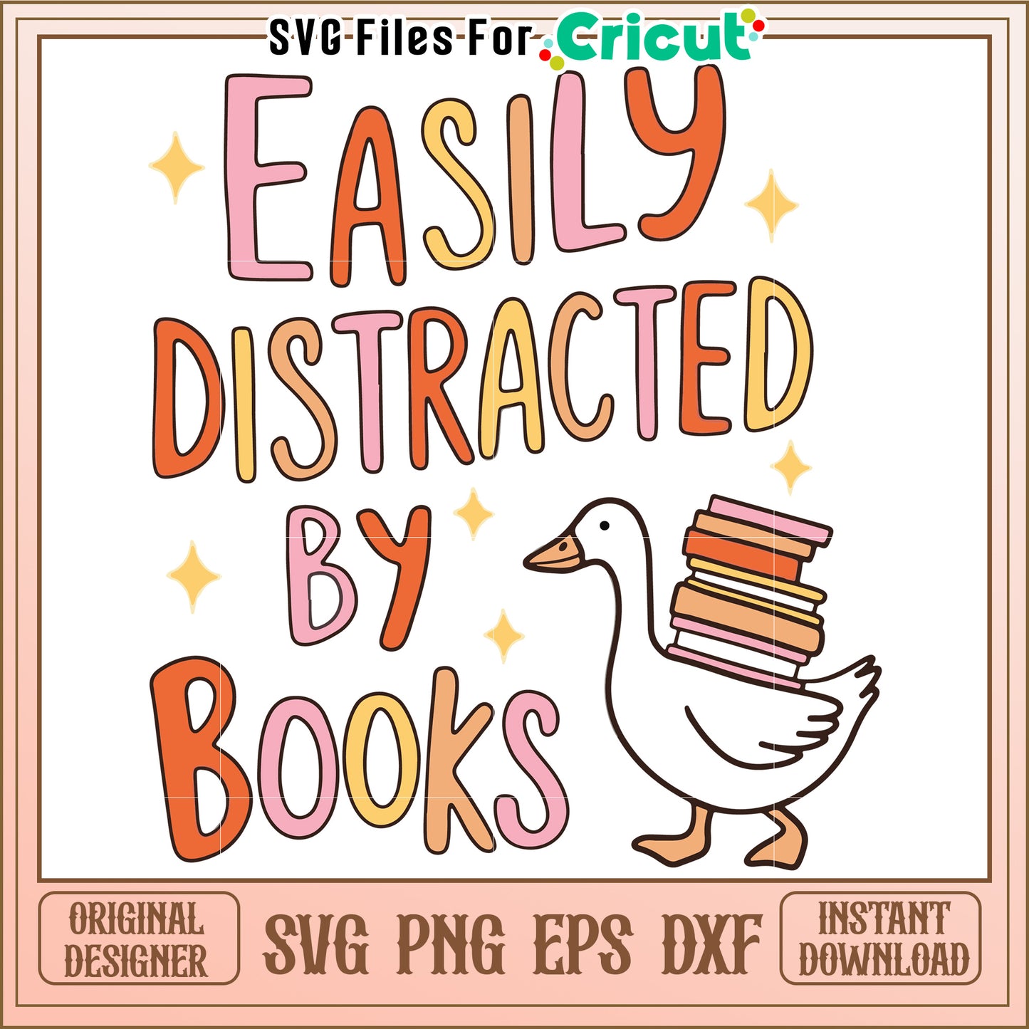 Easily Distracted by Books Duck Design, Perfect for Book Lovers