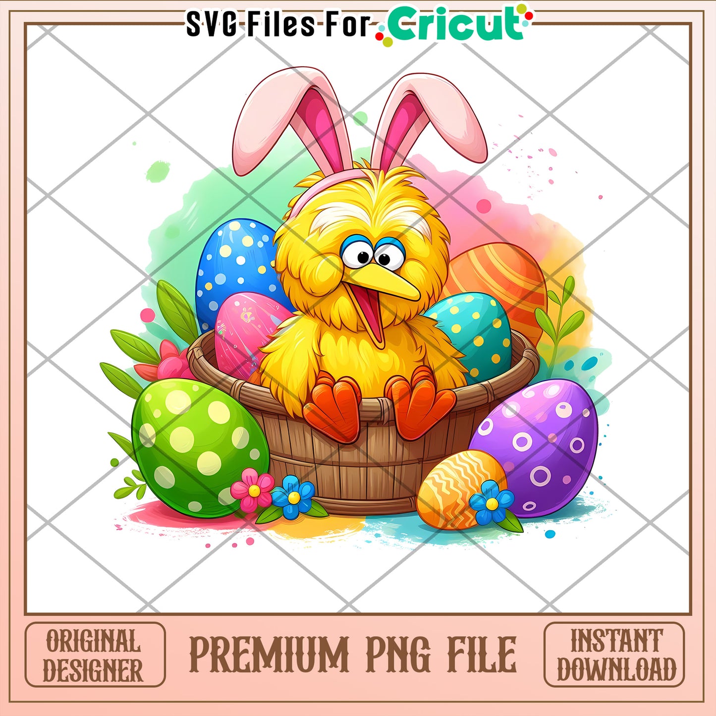 Easter Chick PNG Bunny Ears & Eggs