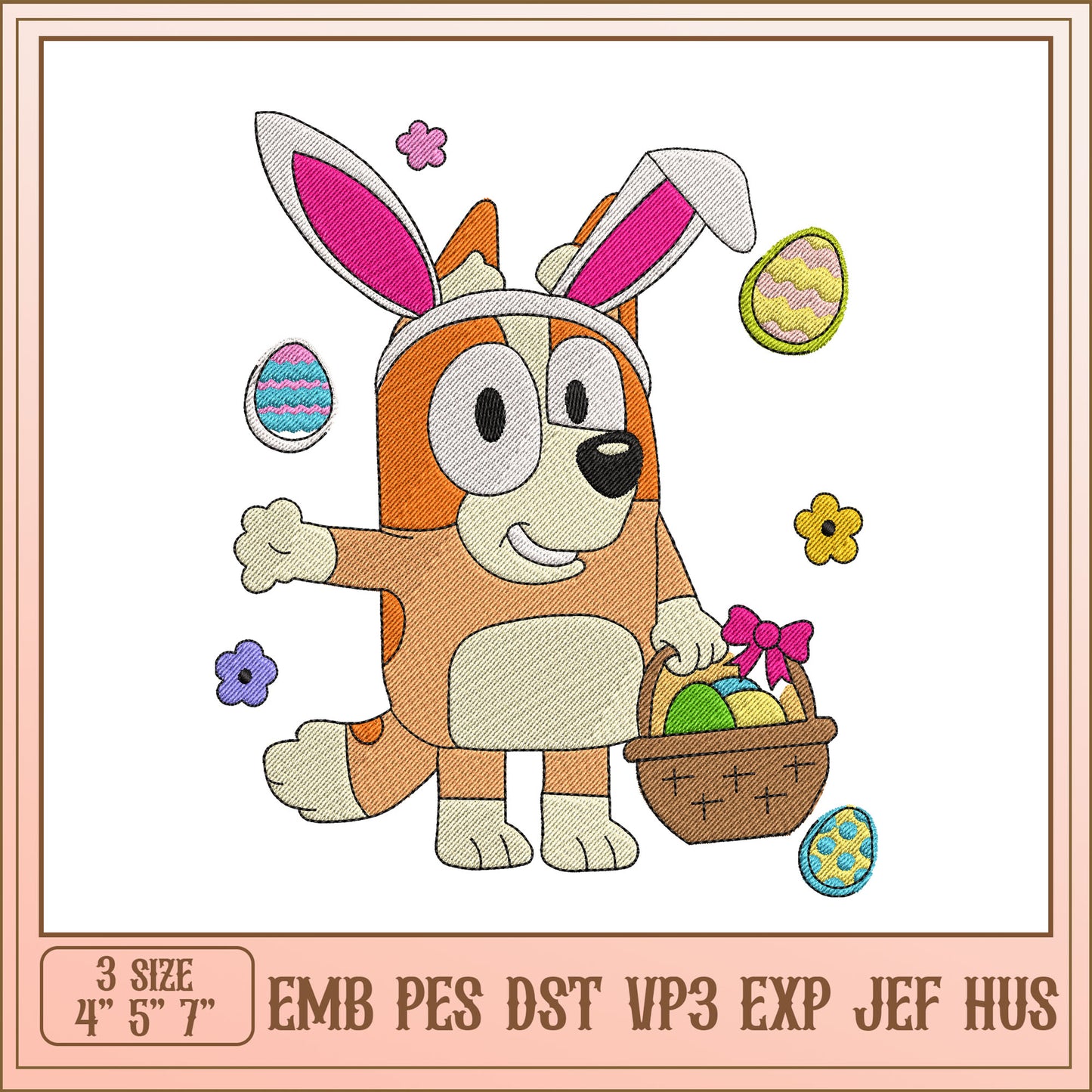Easter Puppy Embroidery Design