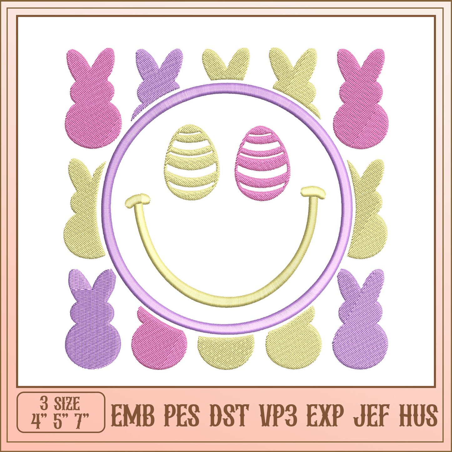 Easter Smiley Face Embroidery Design