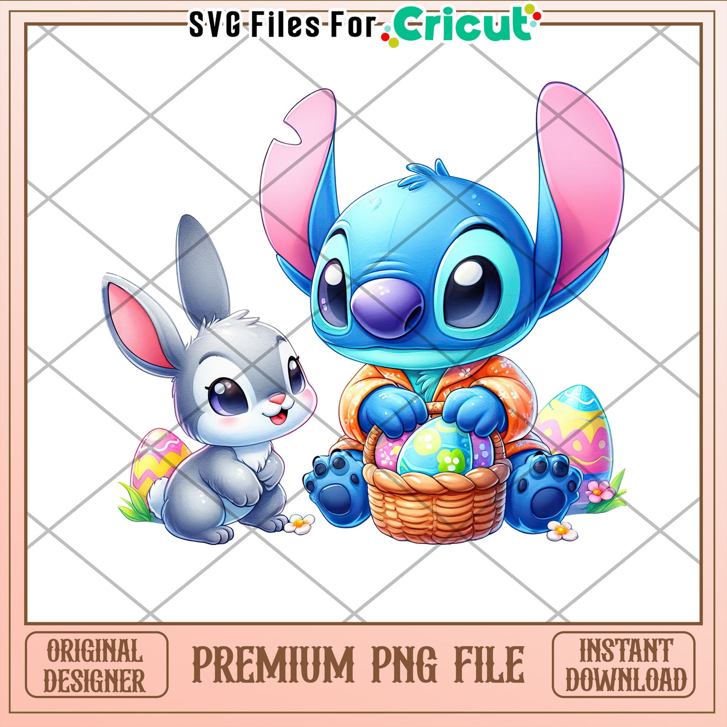 Easter Stitch Bunny PNG Instant Download
