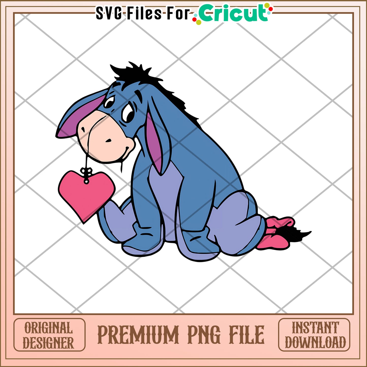 Eeyore PNG Valentine Cricut Design