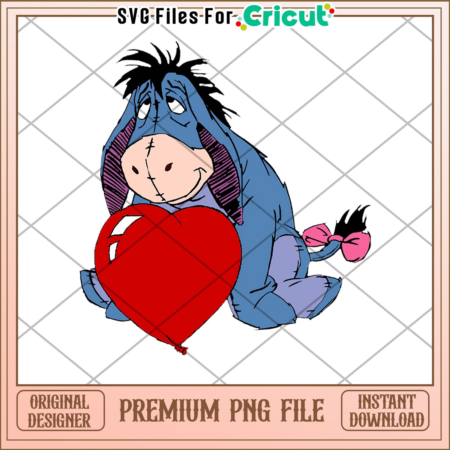 Eeyore Valentine PNG Cricut File