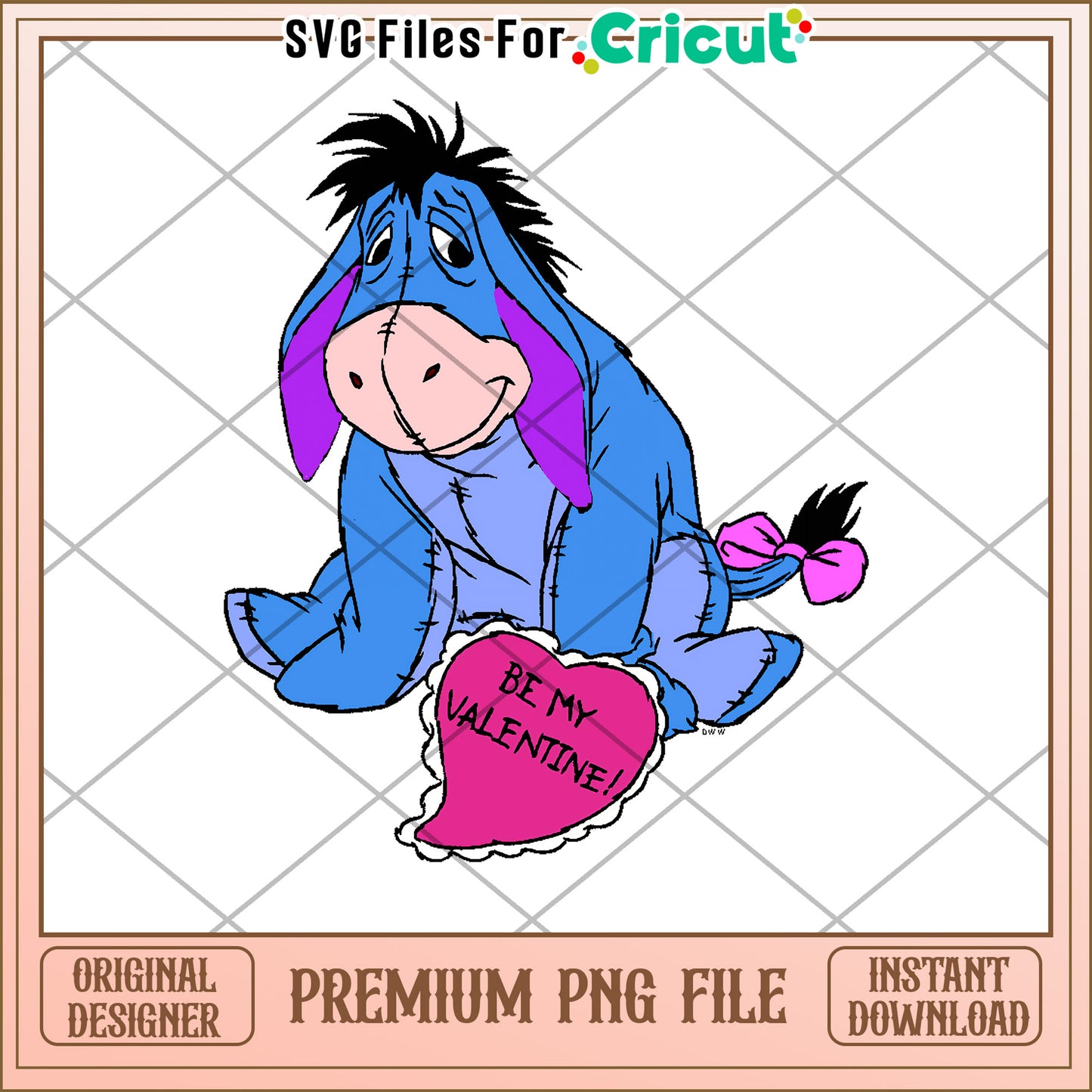 Eeyore Valentines PNG Cricut File
