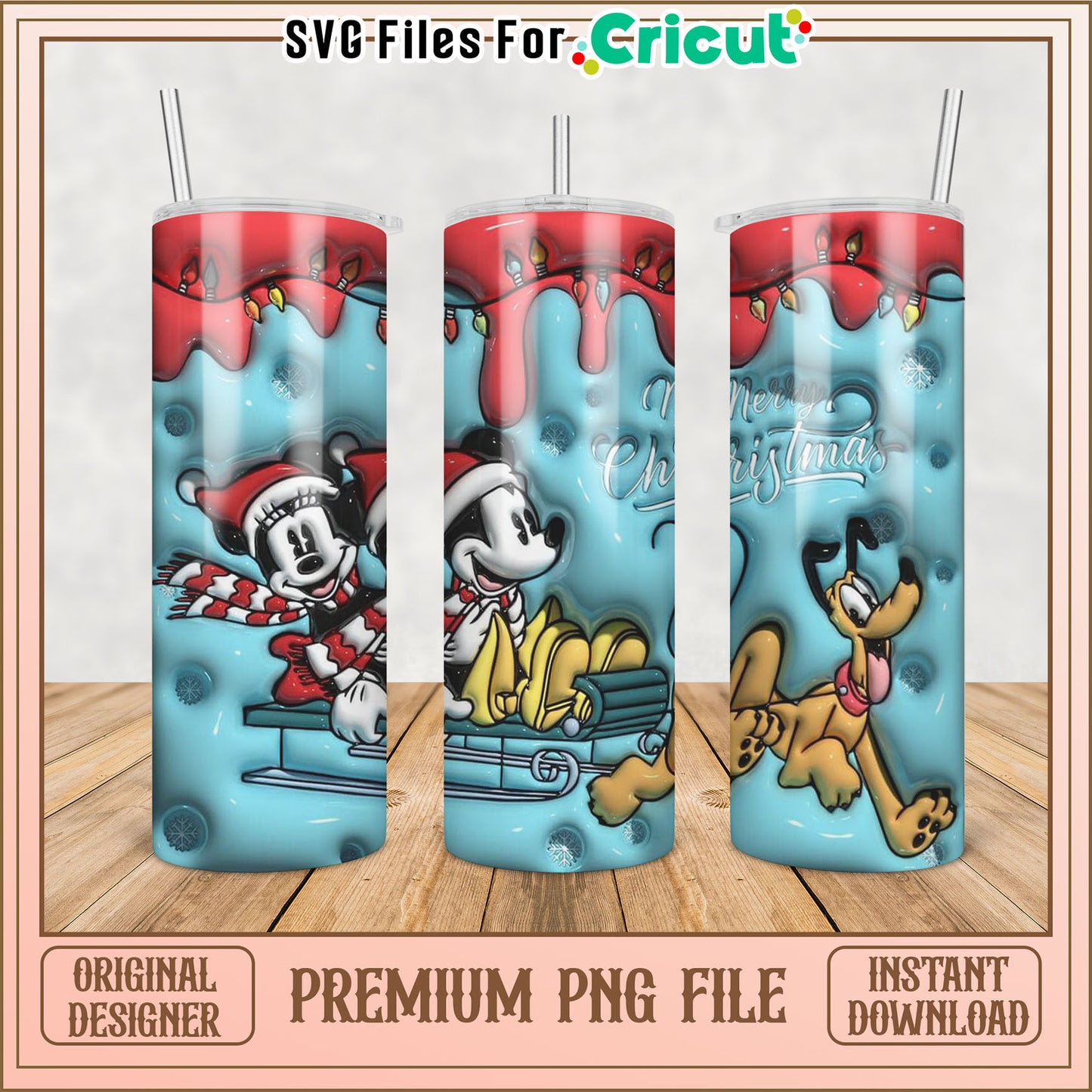 Elegant Disney Christmas Tumbler PNG Design for Cricut Users