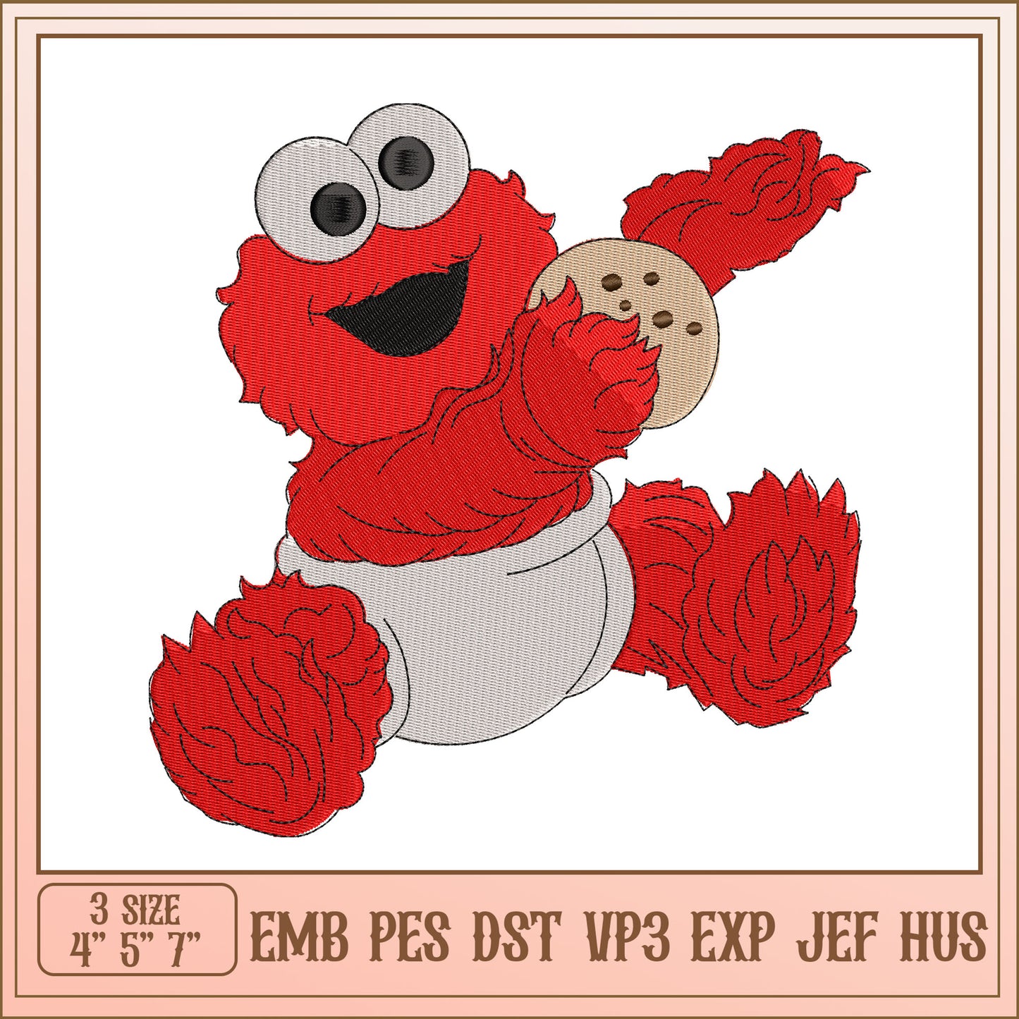 Elmo Embroidery Design 4x7 Inch
