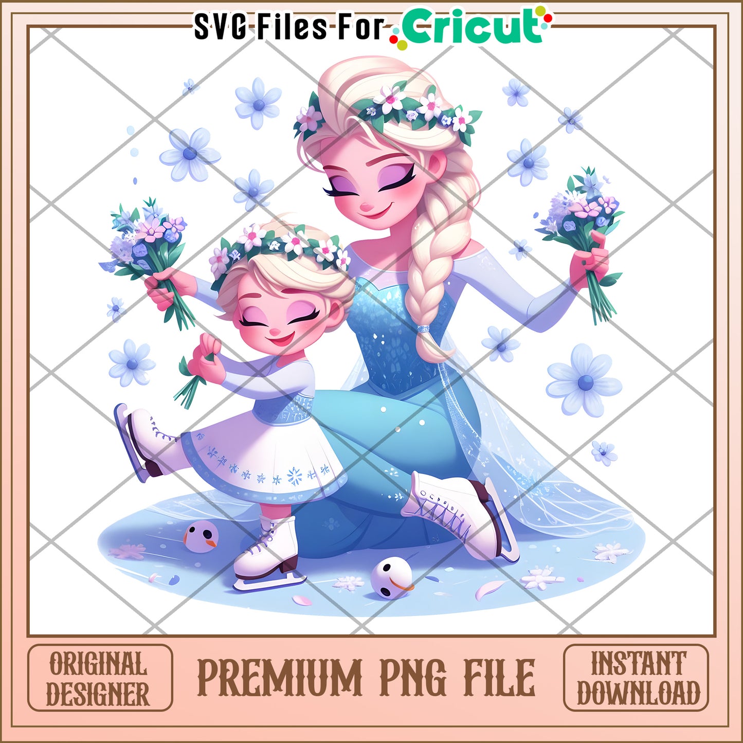 Elsa Anna Ice Skating PNG Sublimation