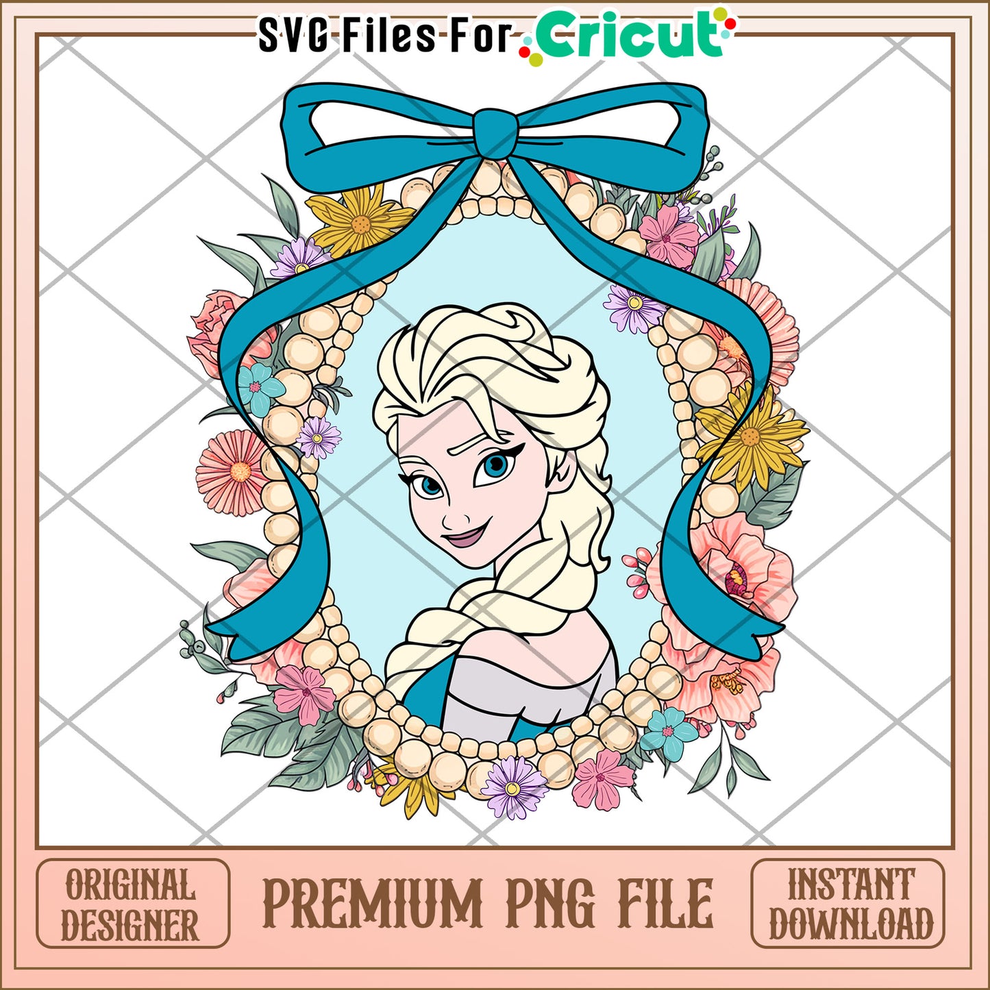 Elsa PNG Floral Frame Sublimation