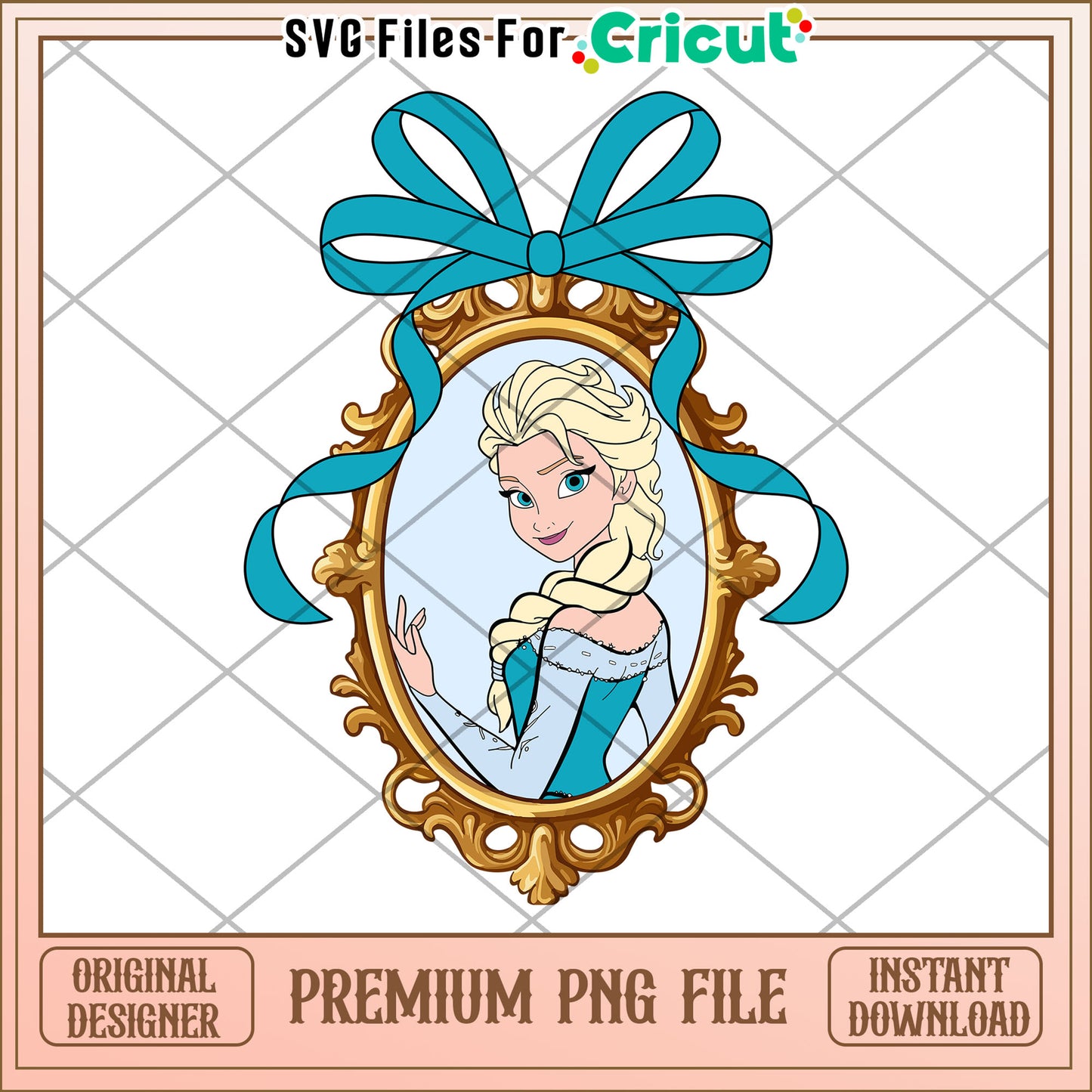 Elsa PNG Princess Frame, Instant Download