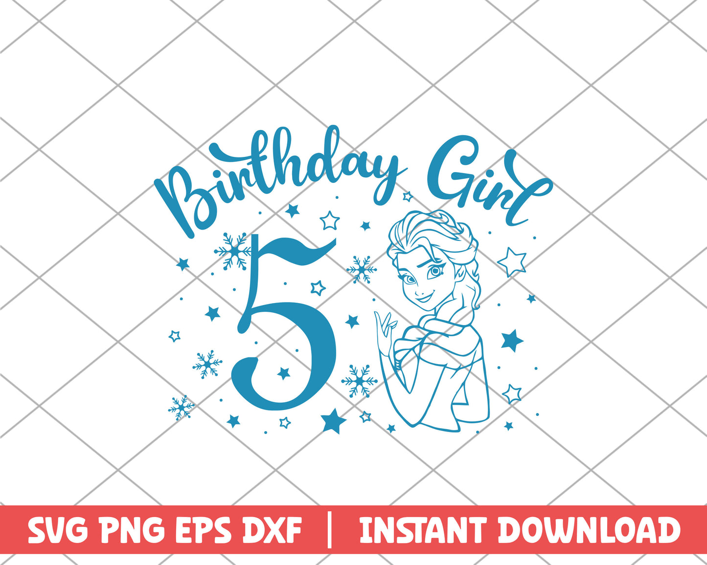 Elsa frozen birthday five disney svg