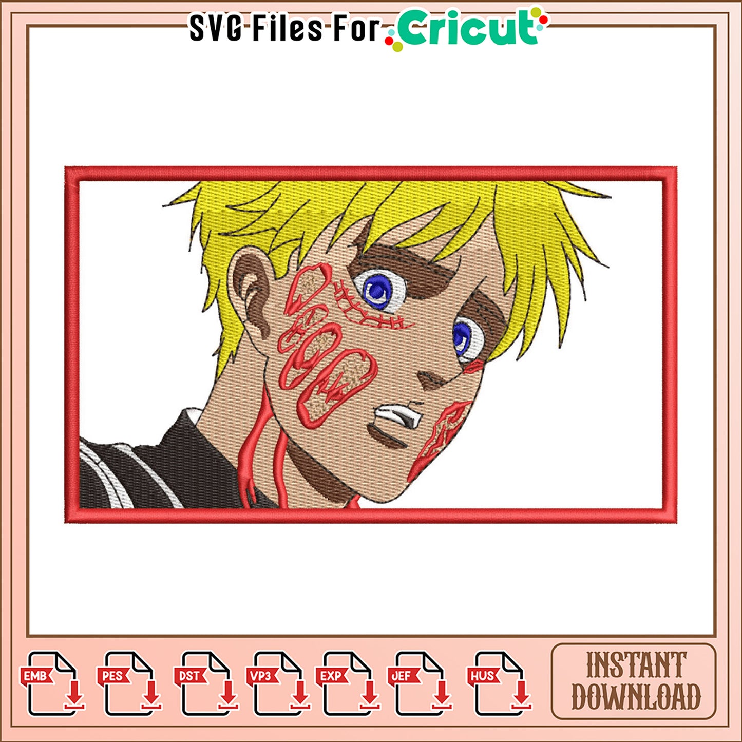 Embroidery Design Anime Character Instant Download Art